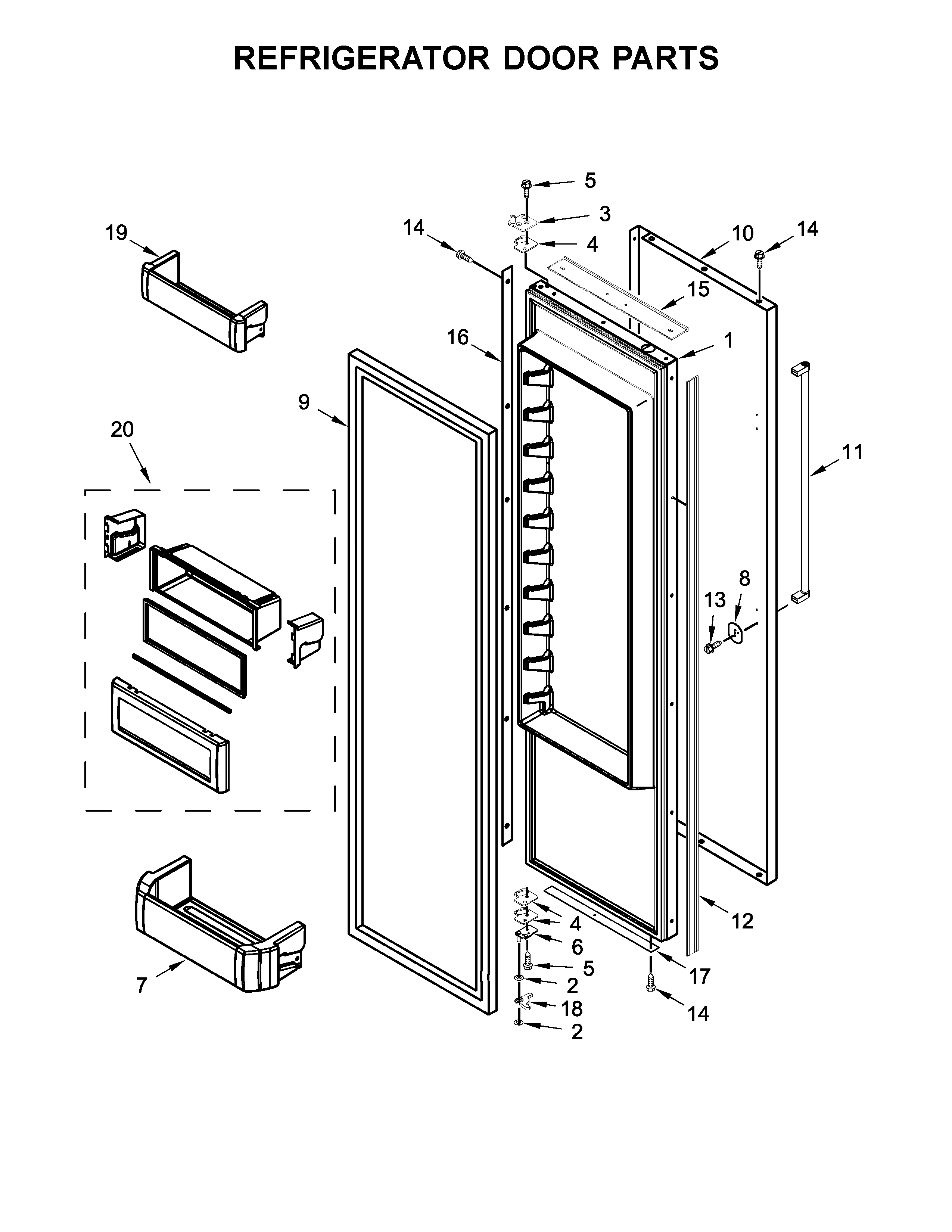 KitchenAid KBSN602EBS01 refrigerator door parts diagram