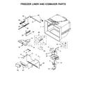 Whirlpool WRF535SMHW00 freezer liner and icemaker parts diagram
