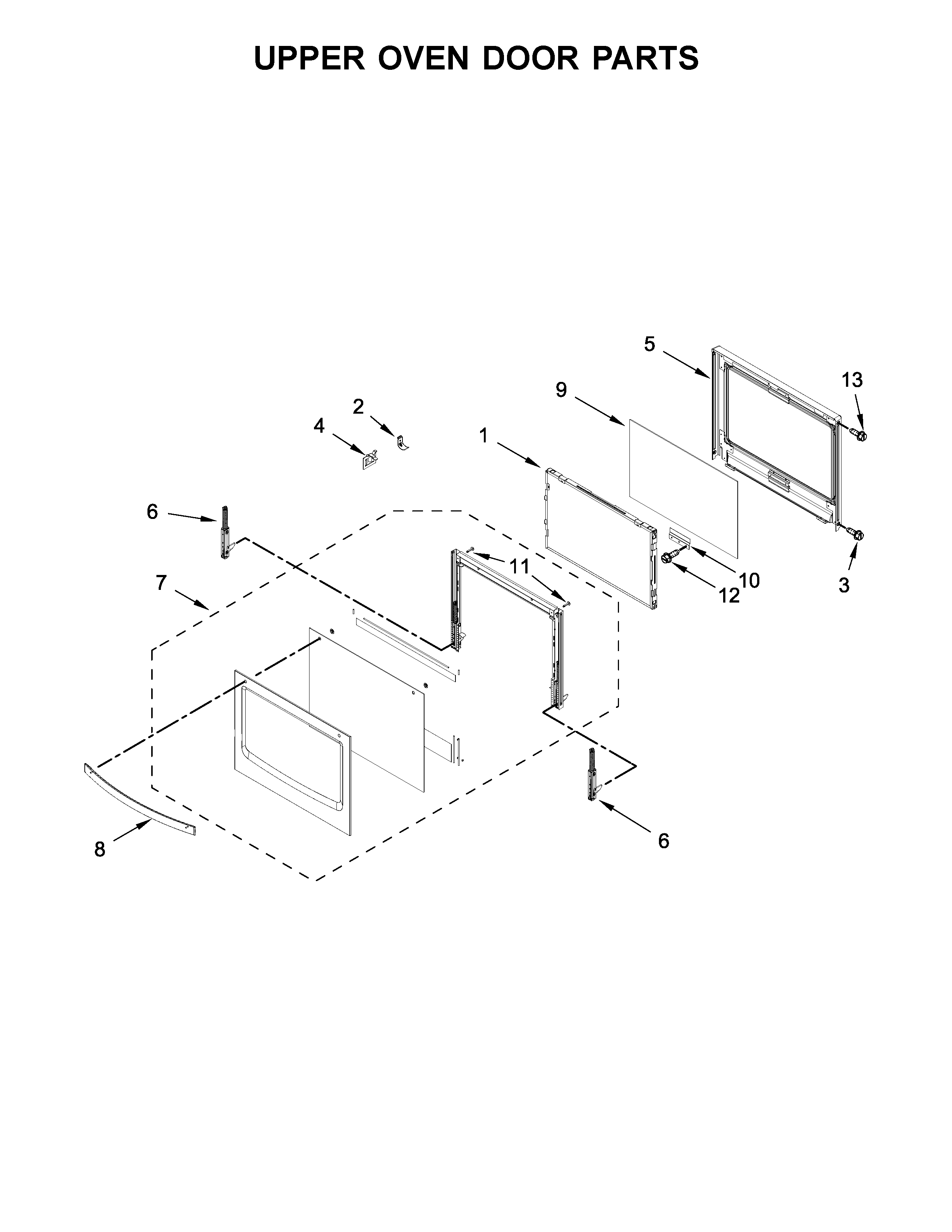 Whirlpool WOD77EC0HS00 upper oven door parts diagram