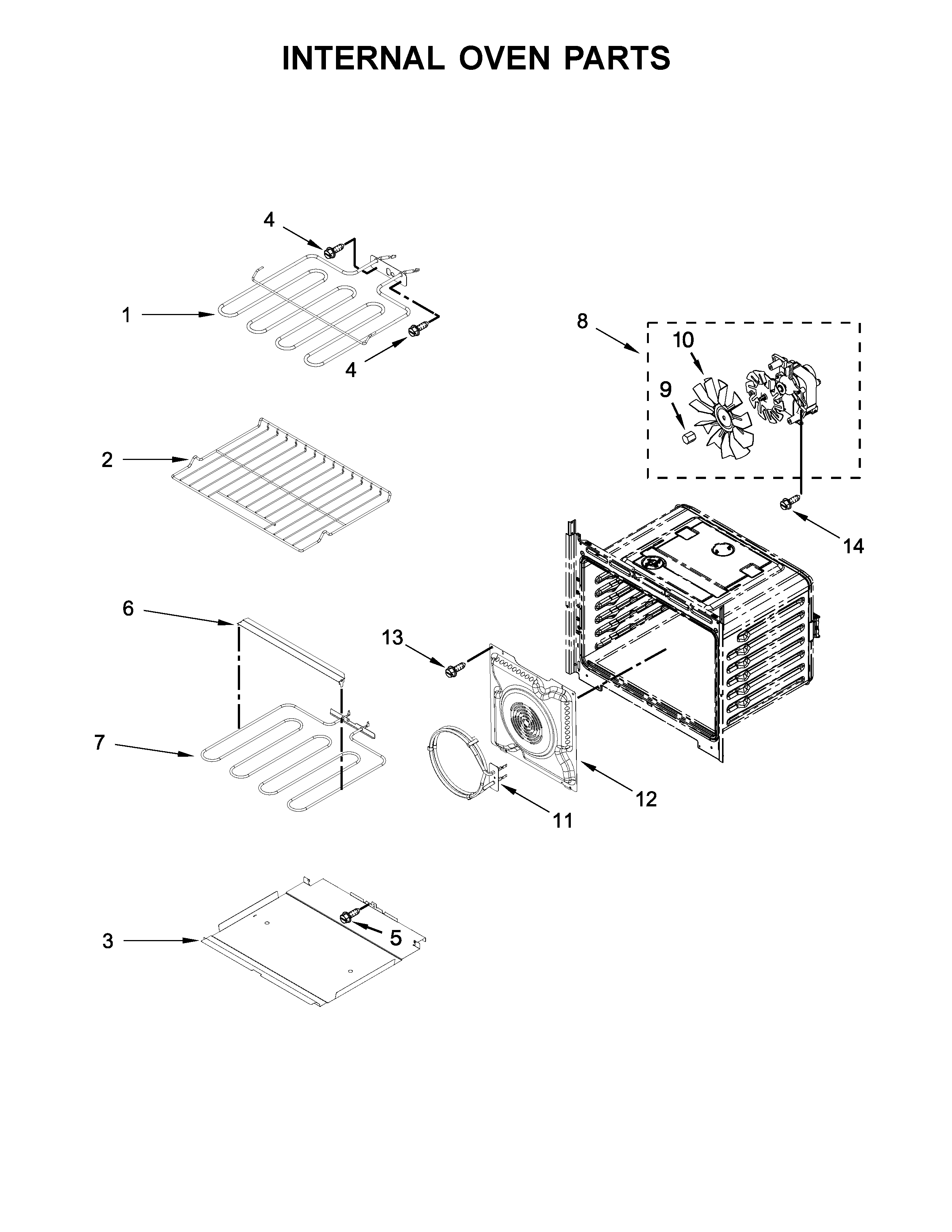 Whirlpool WOD77EC0HS00 internal oven parts diagram