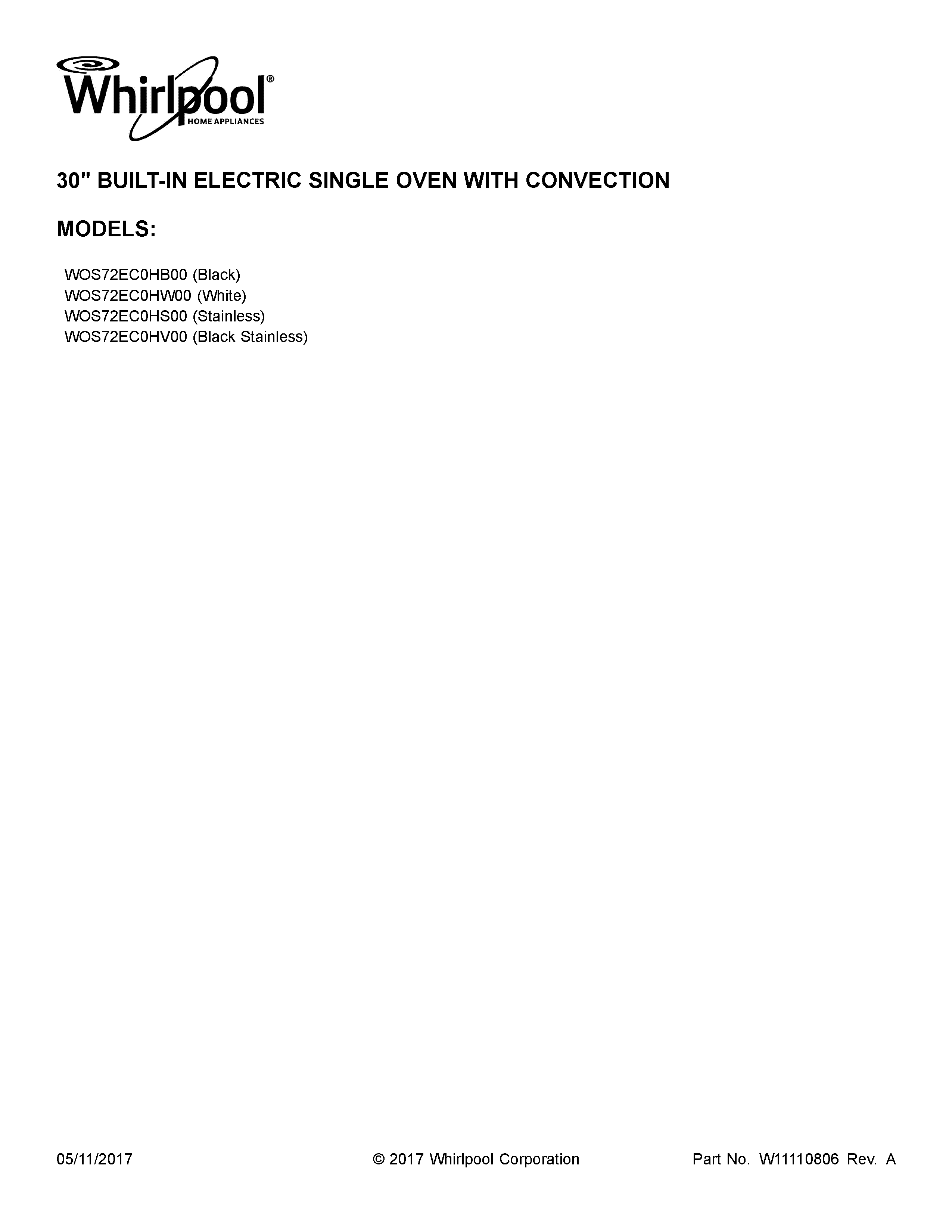 Whirlpool WOS72EC0HW00 cover sheet diagram