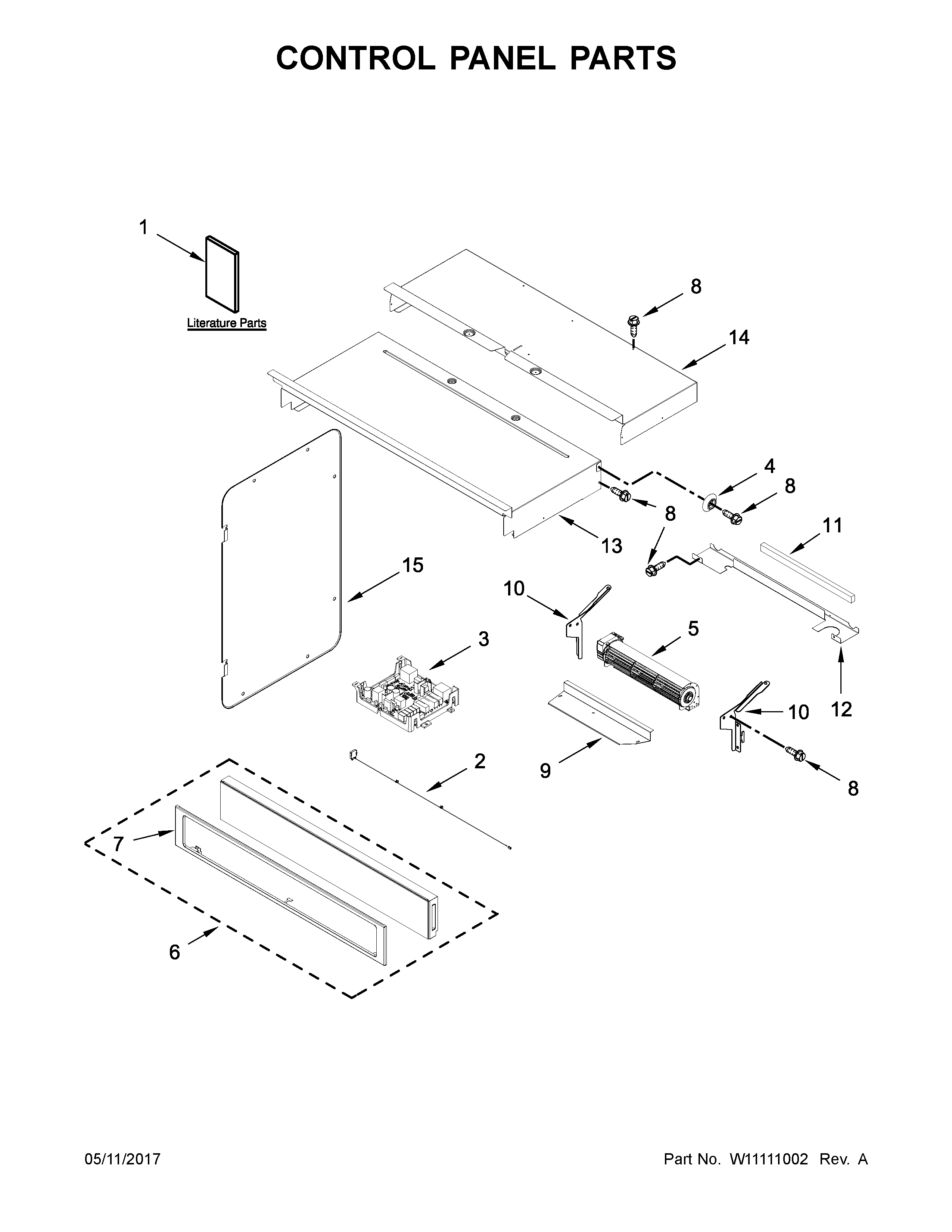 Whirlpool WOC75EC7HV00 control panel parts diagram