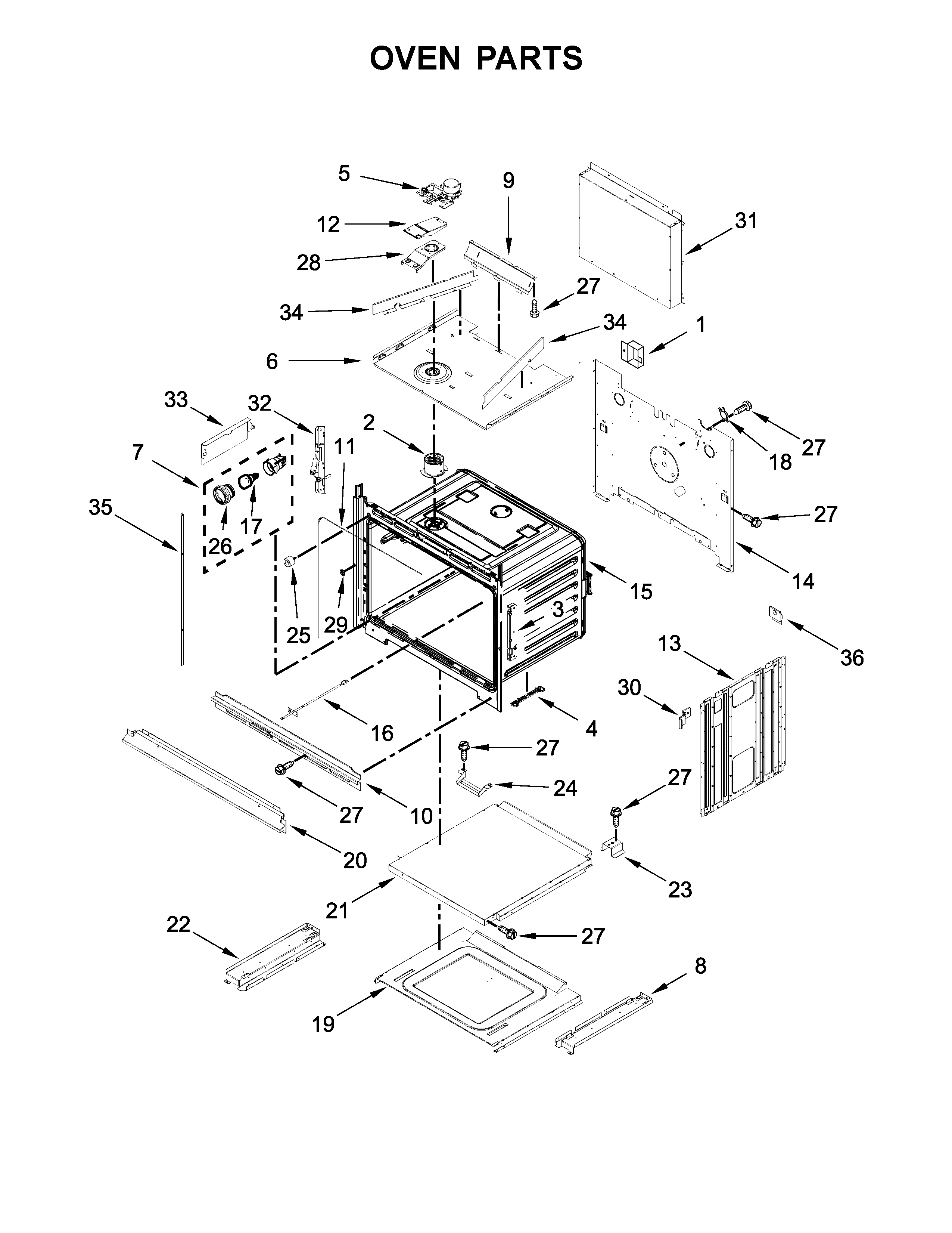 Whirlpool WOC75EC7HV00 oven parts diagram