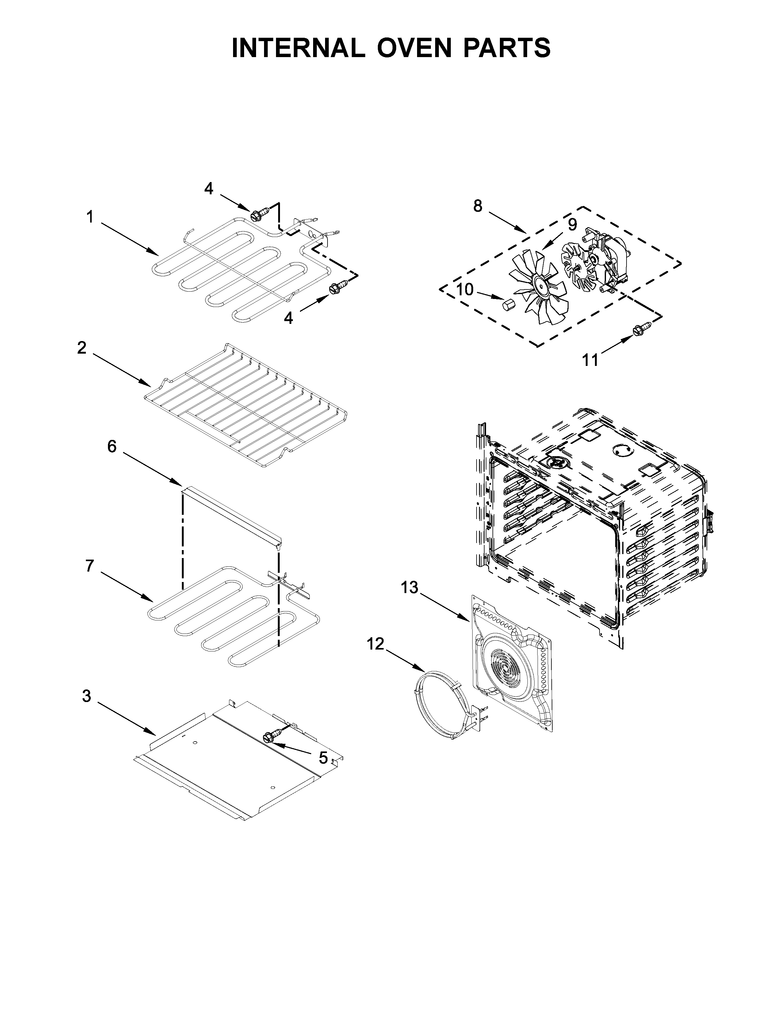 Whirlpool WOC75EC7HV00 internal oven parts diagram