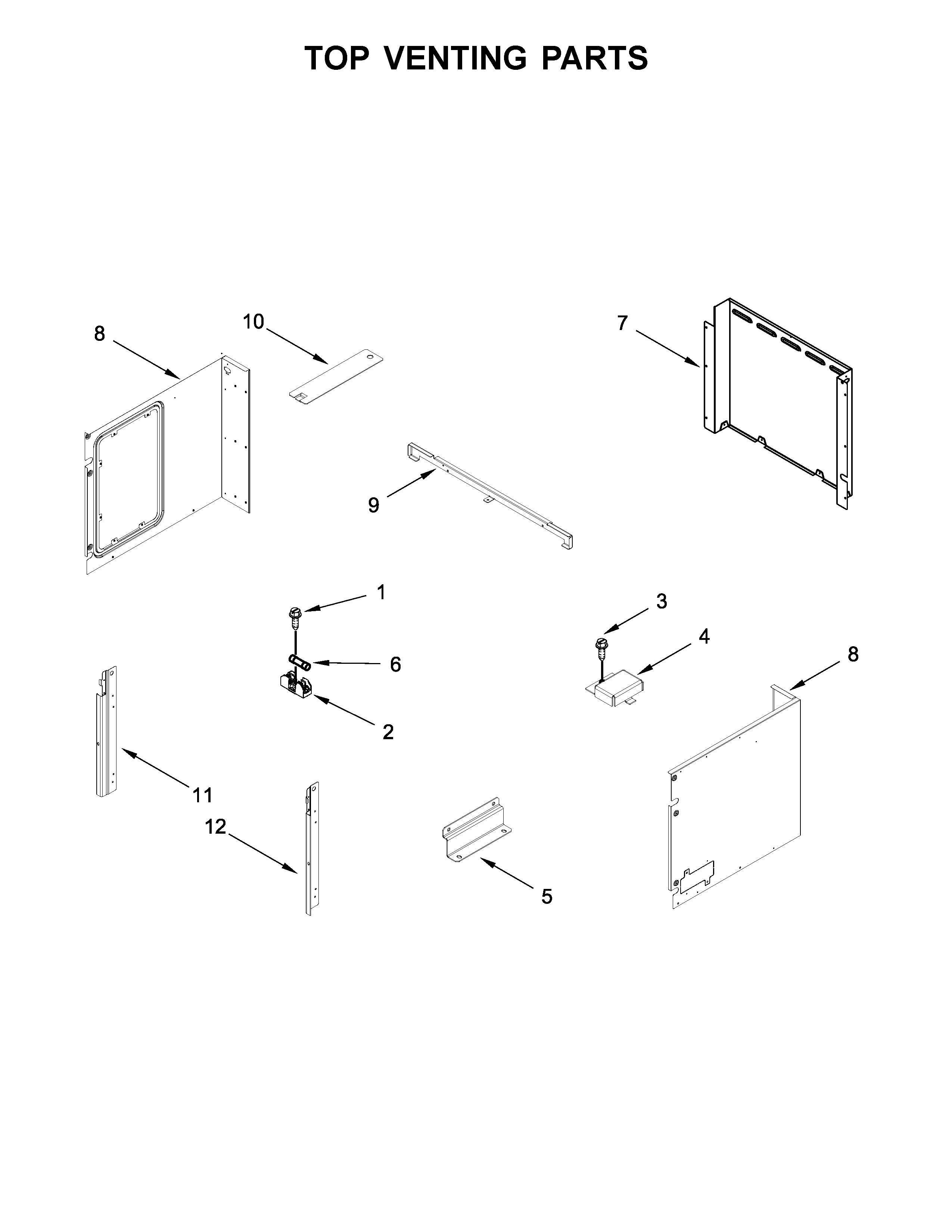 Whirlpool WOC75EC7HV00 top venting parts diagram