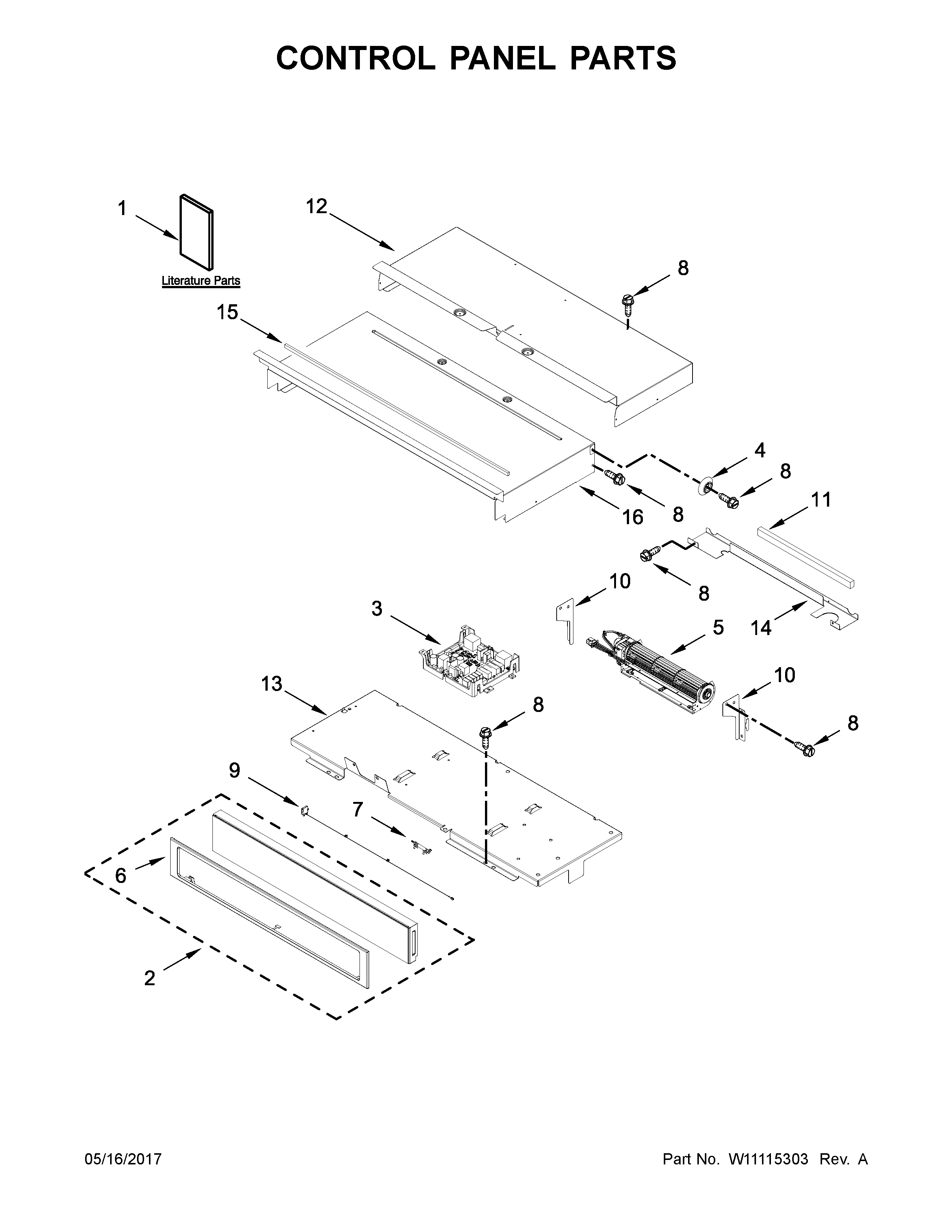 Whirlpool WOS72EC7HV00 control panel parts diagram