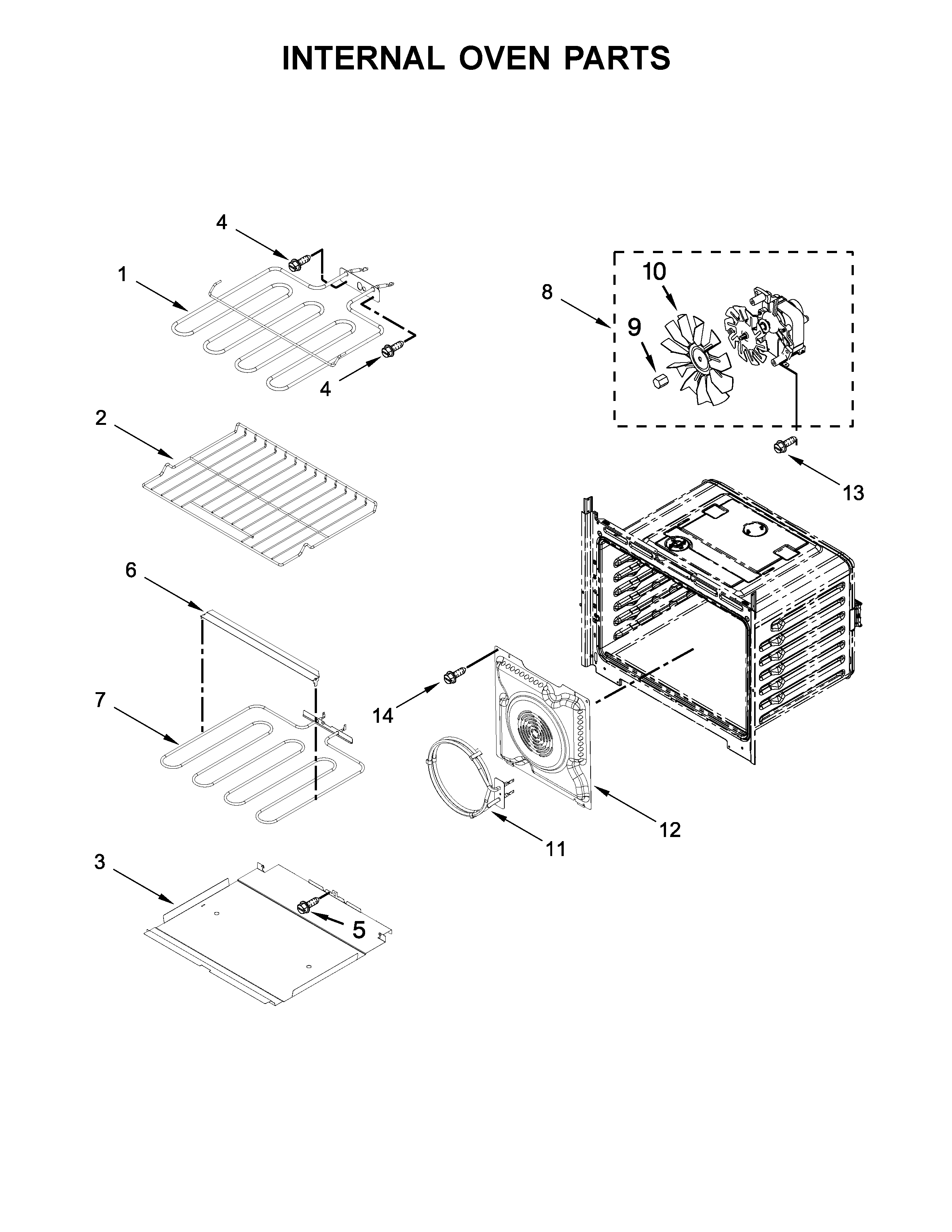 Whirlpool WOS72EC7HV00 internal oven parts diagram