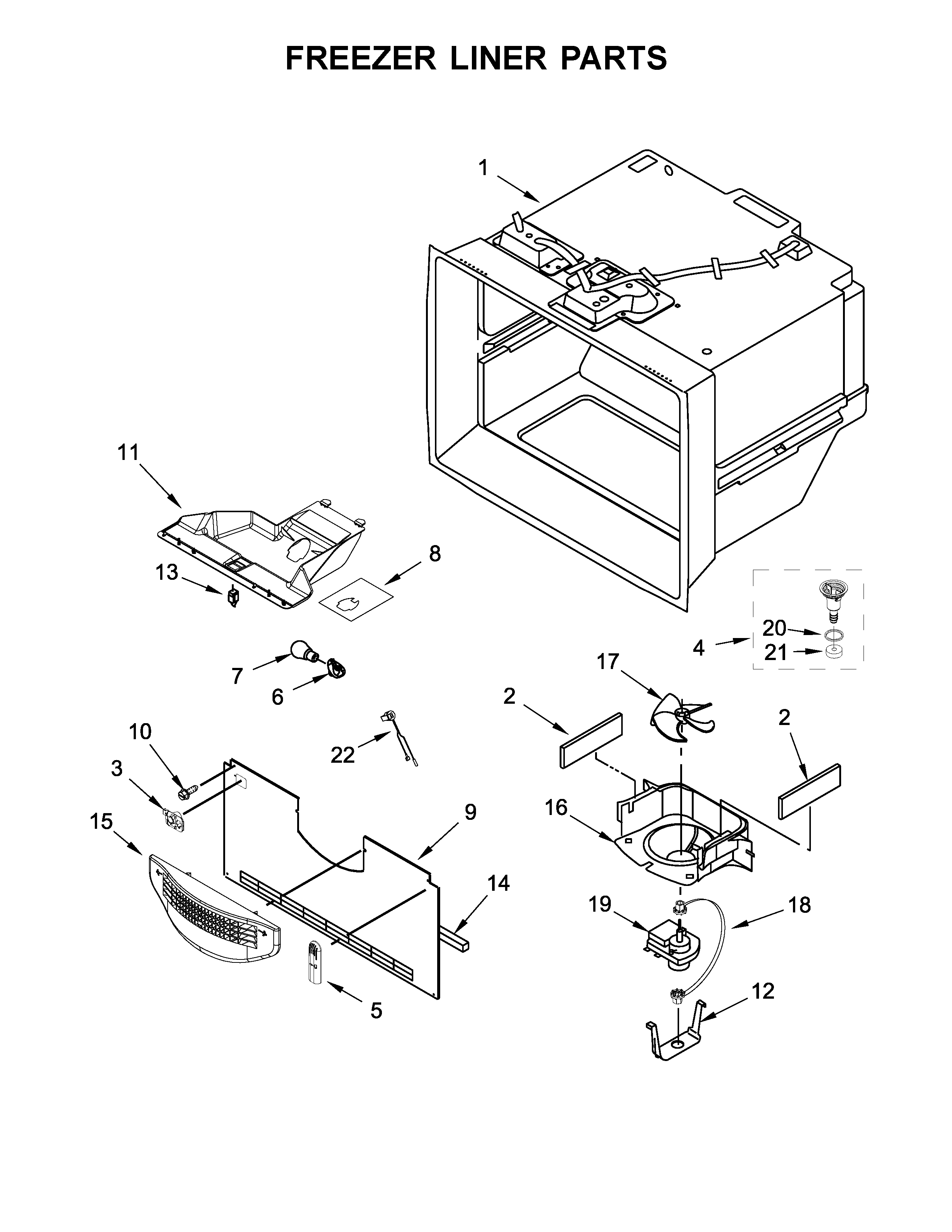 Amana ABB1921BRB00 freezer liner parts diagram