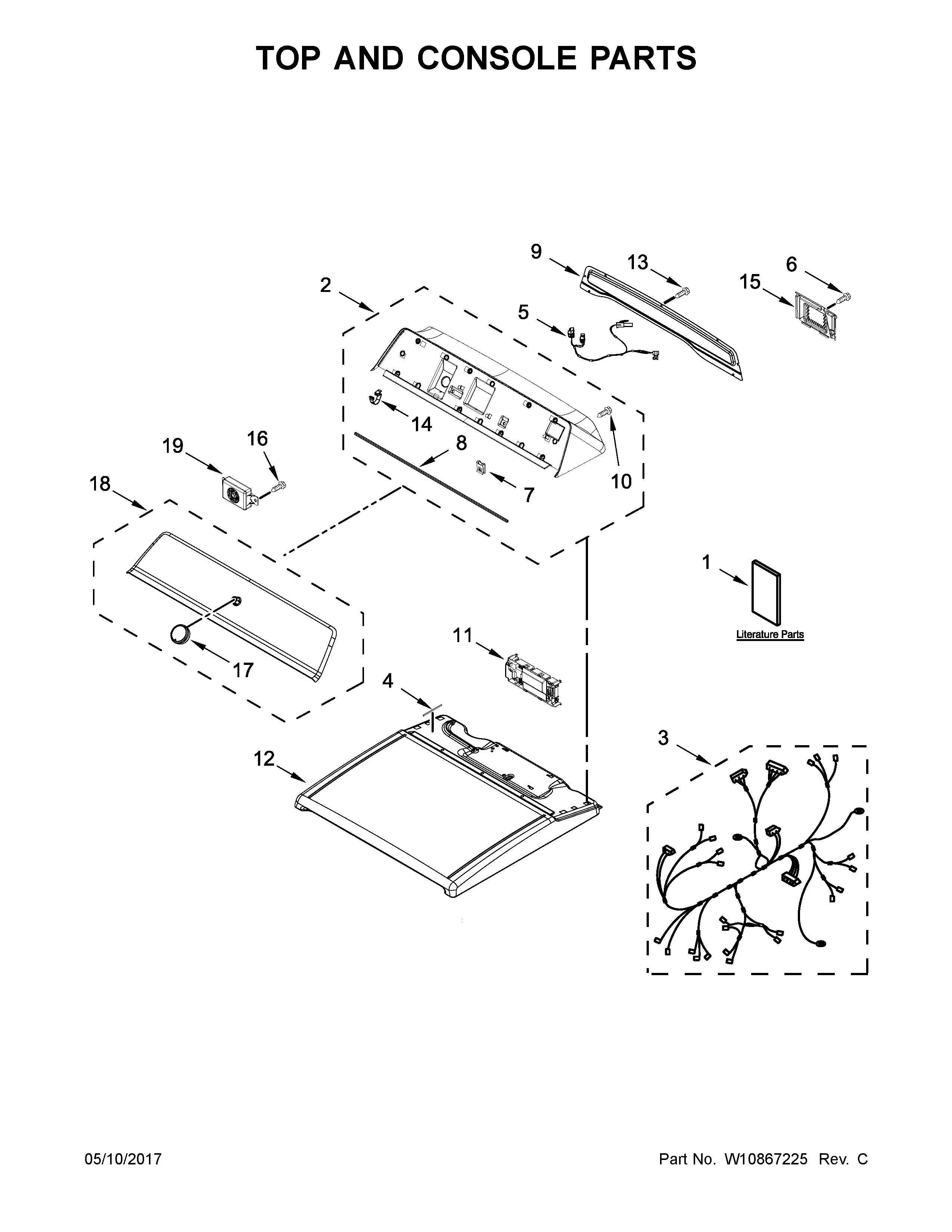 Maytag MEDB835DW3 top and console parts diagram