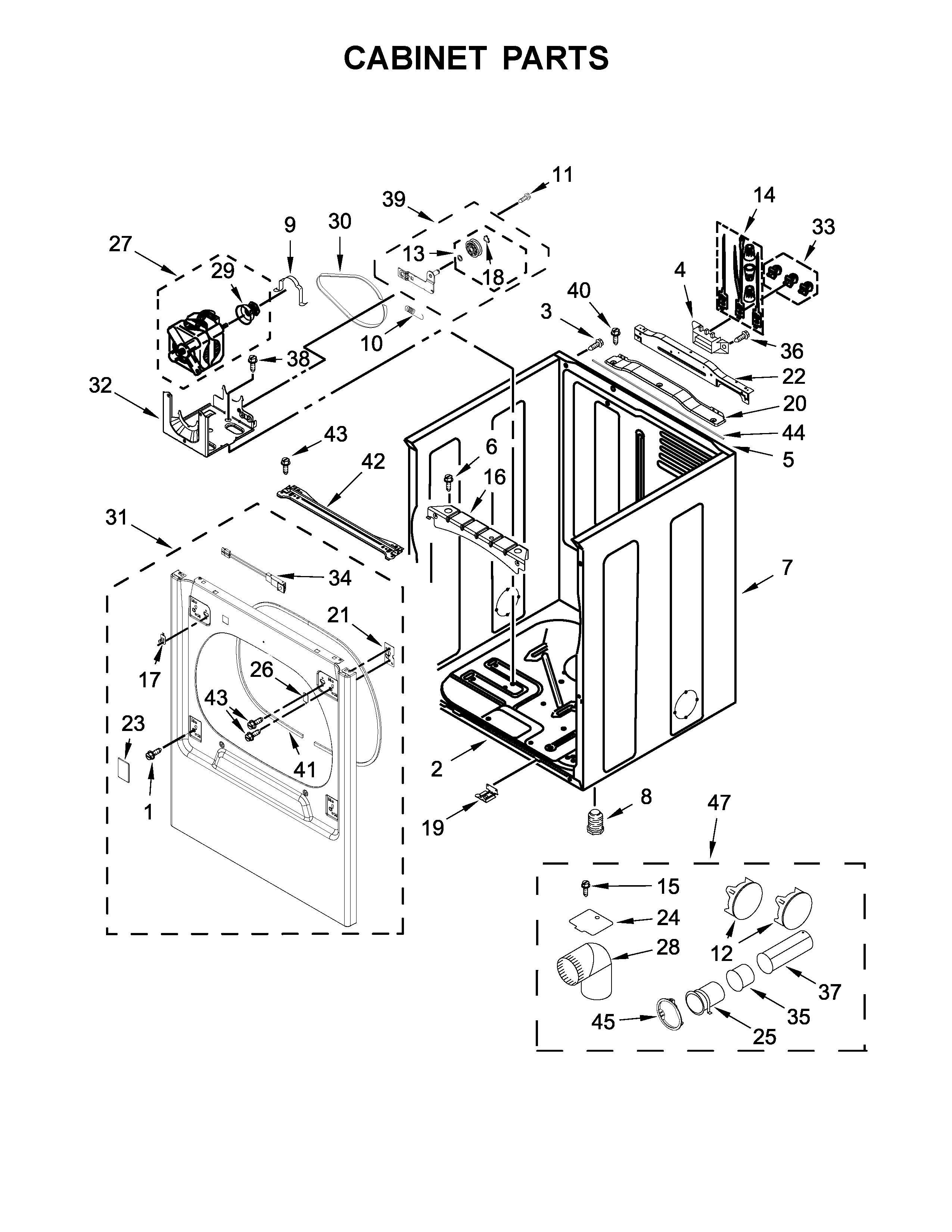 Maytag MEDB835DW3 cabinet parts diagram