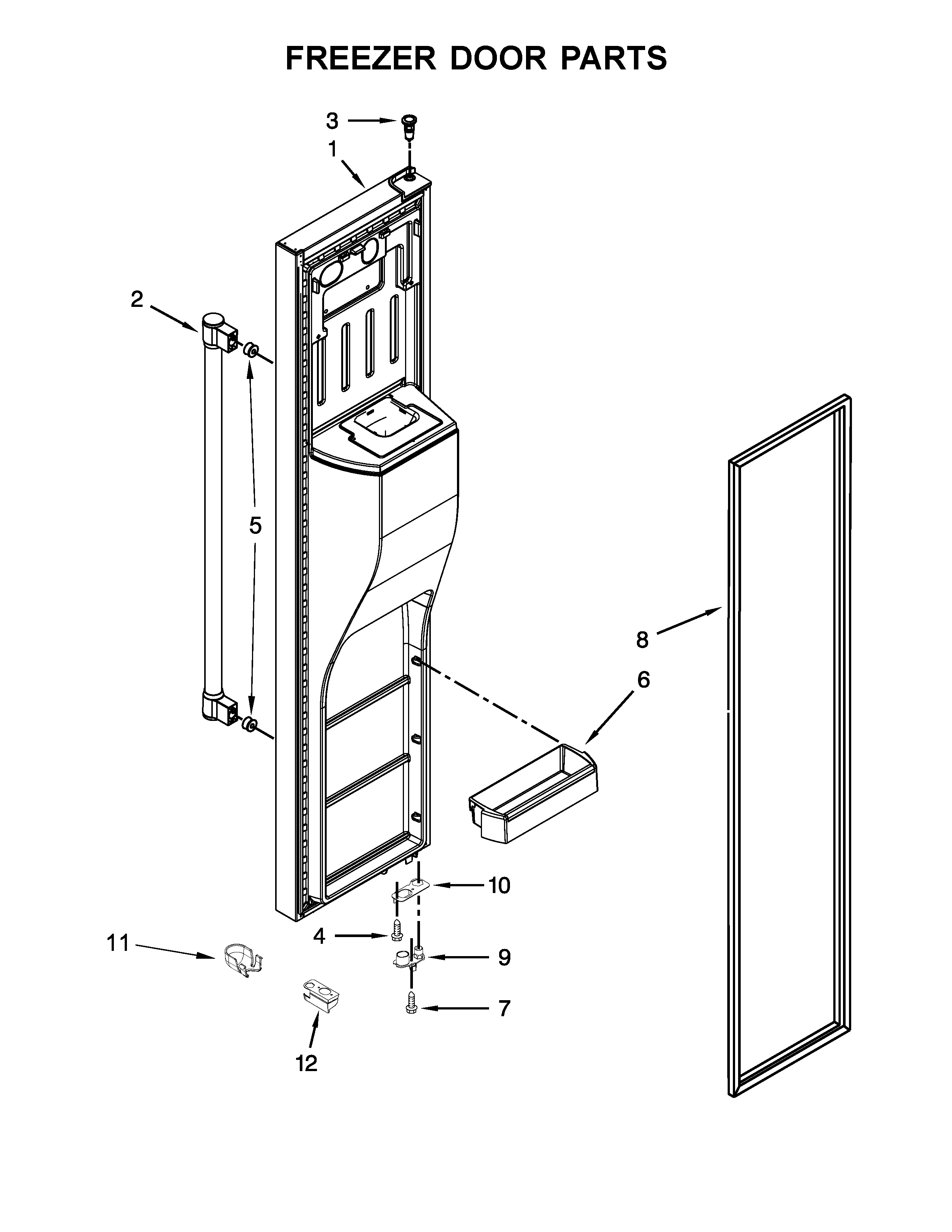 Maytag MSS26C6MFB00 freezer door parts diagram