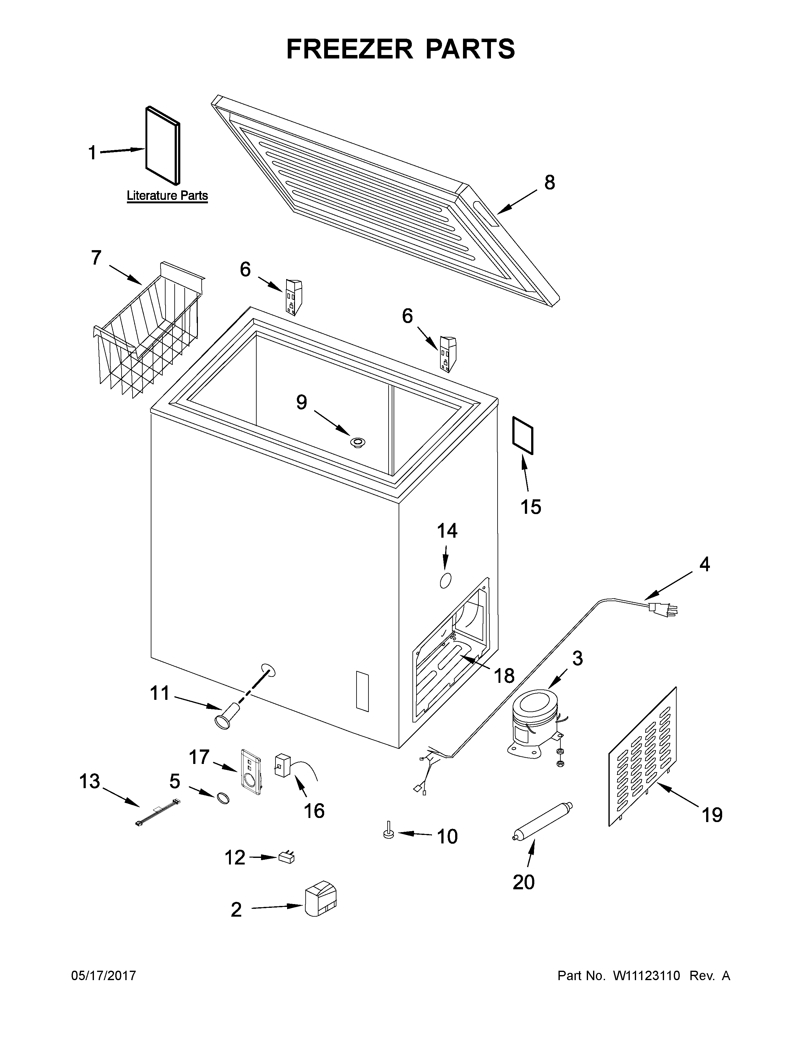 Amana AQC0701GRW00 freezer parts diagram