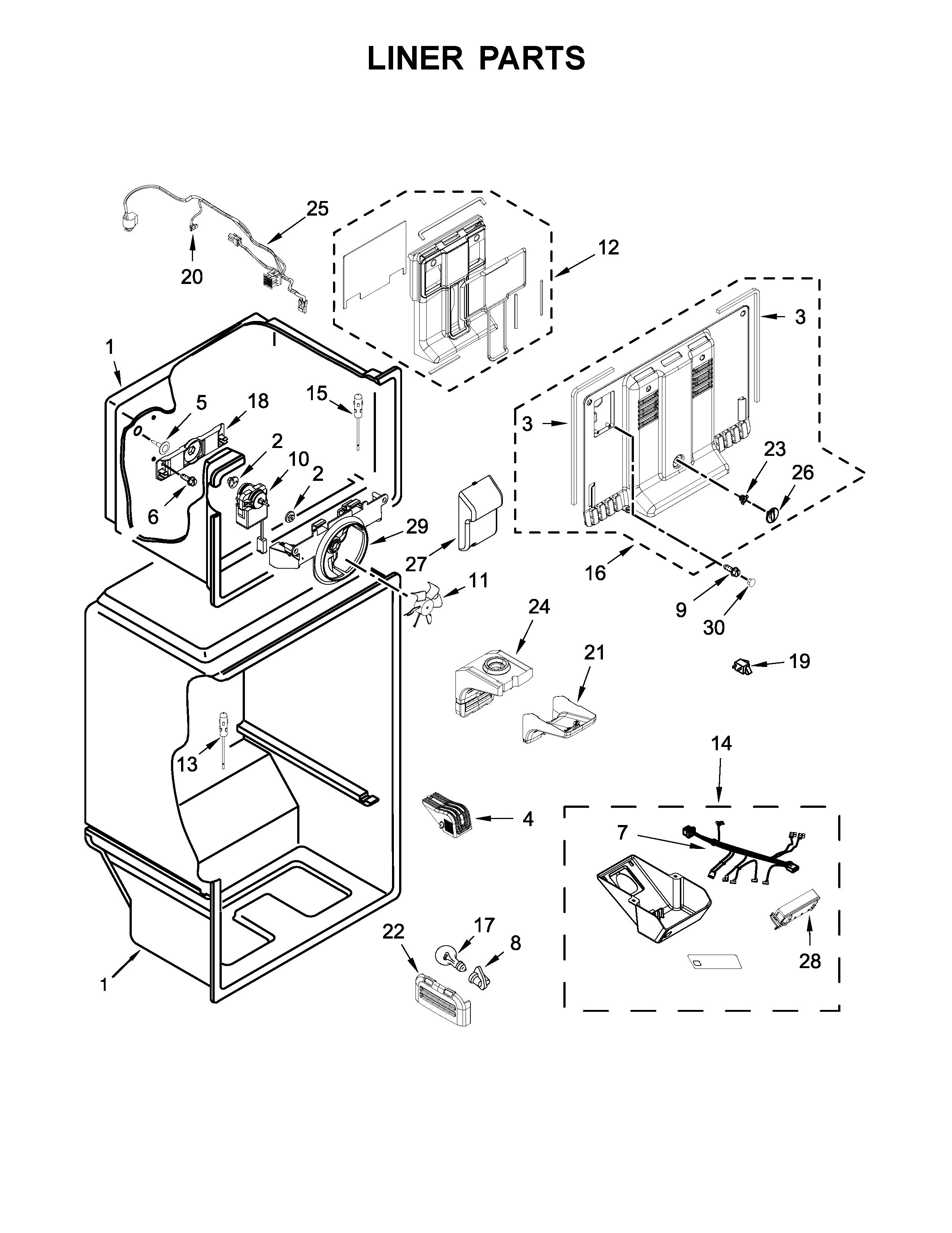 Whirlpool WRT318FZDM00 liner parts diagram