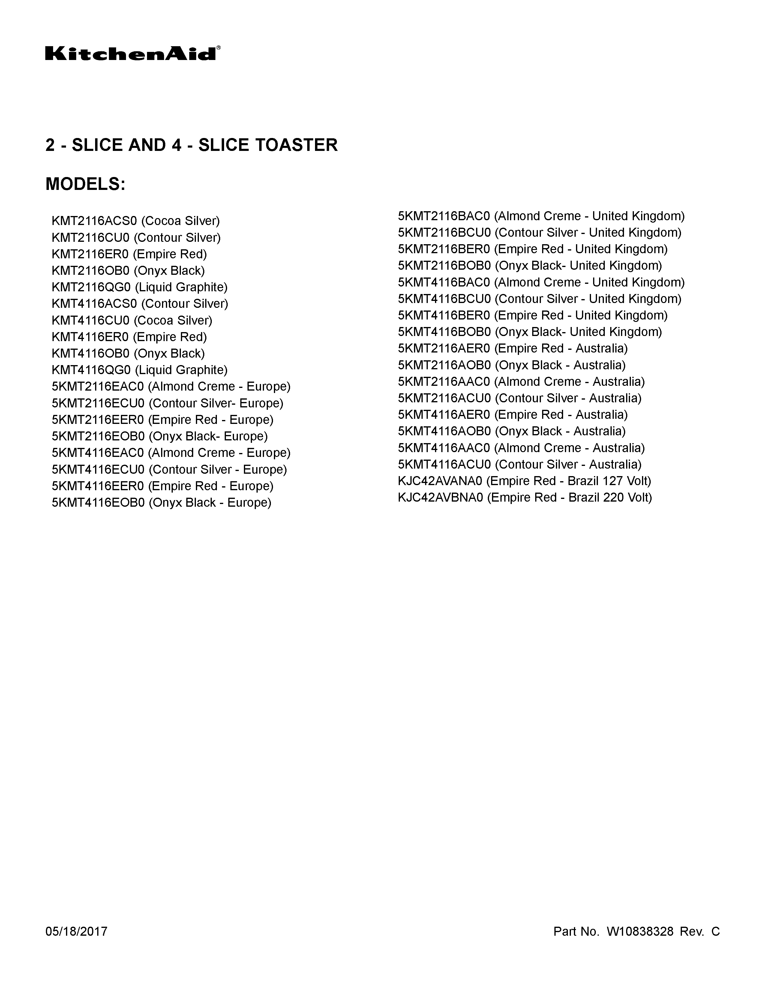 KitchenAid 5KMT2116EOB0 cover sheet diagram