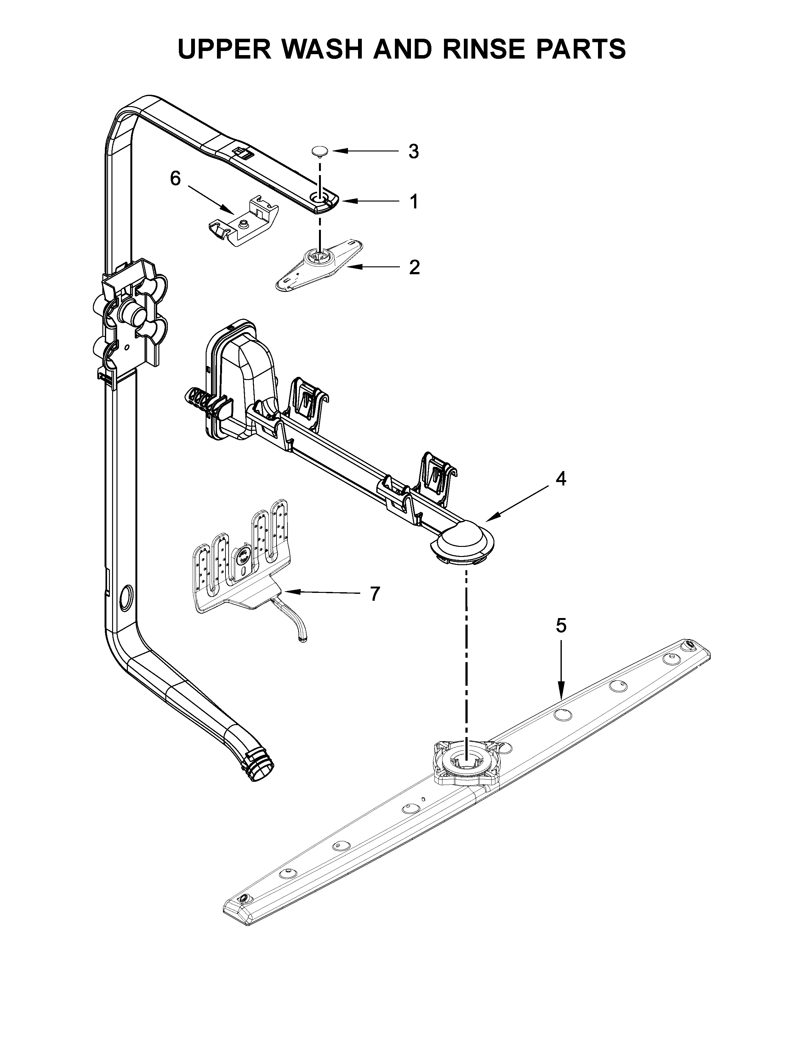 KitchenAid KDTM354ESS3 upper wash and rinse parts diagram