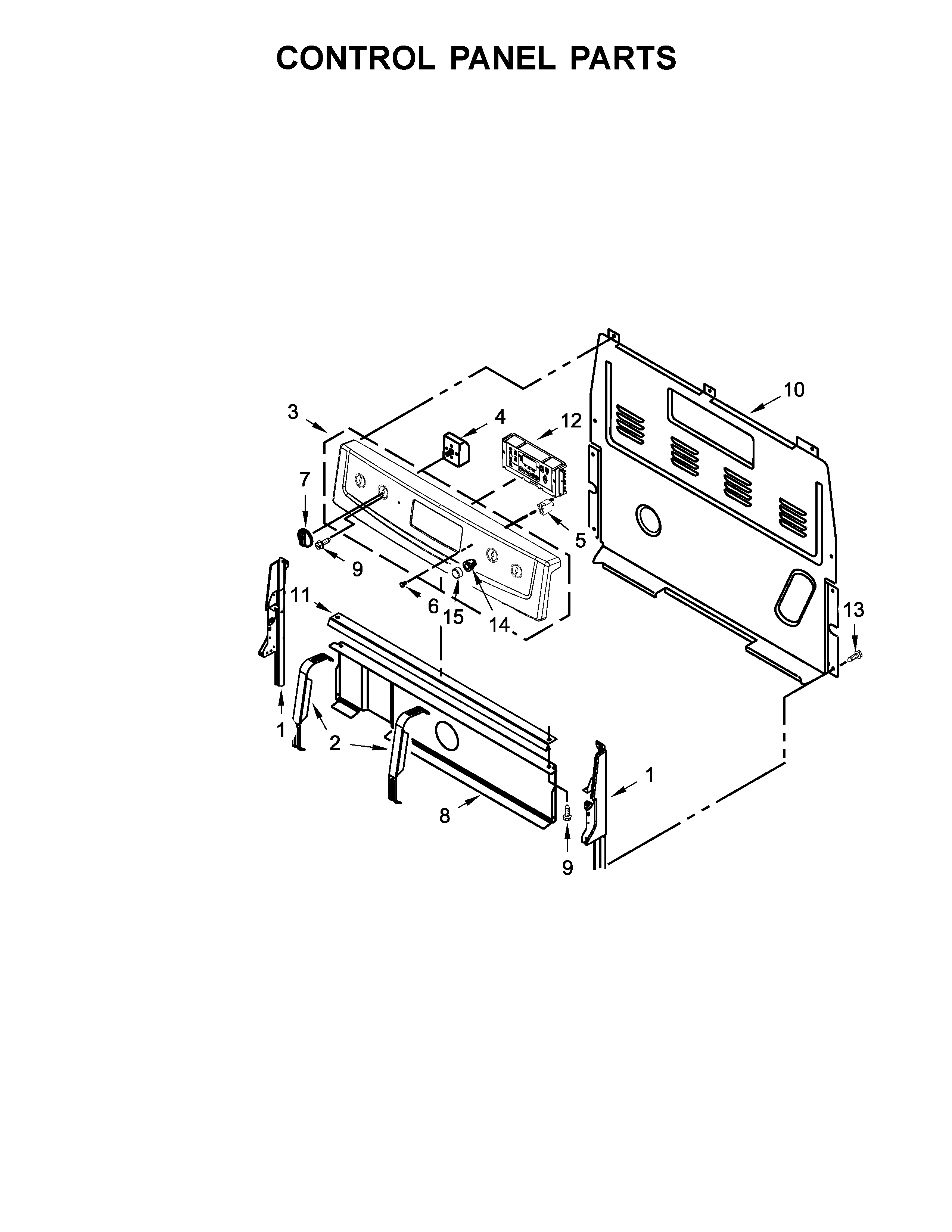 Whirlpool WFE540H0EW1 control panel parts diagram