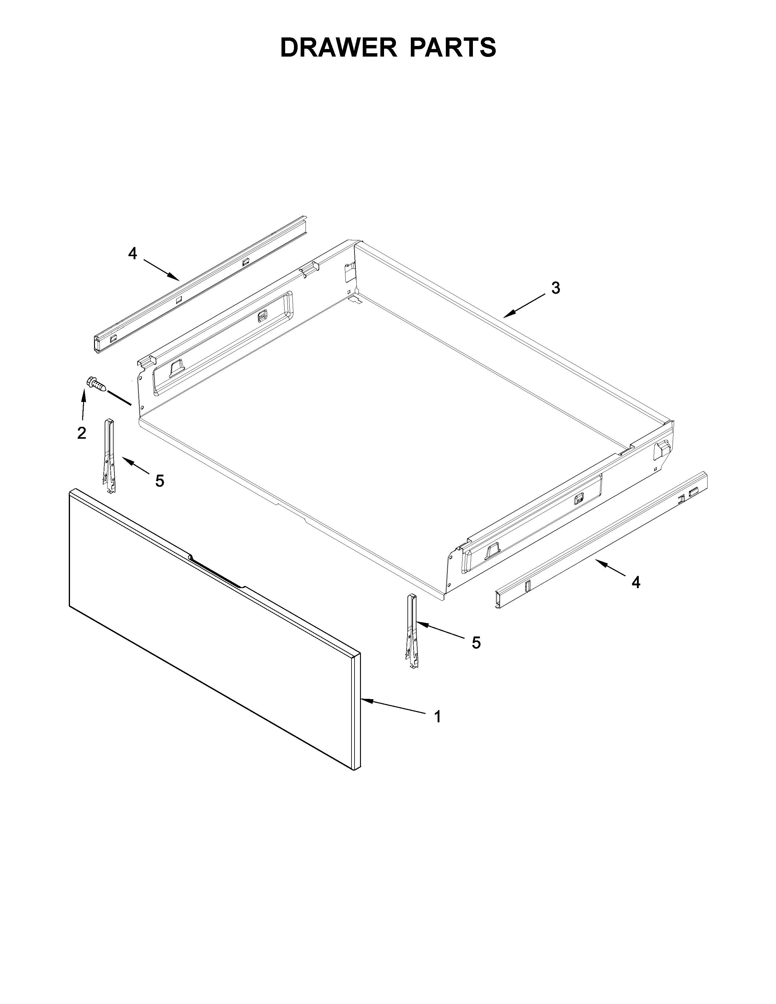 Whirlpool WFE540H0EW1 drawer parts diagram