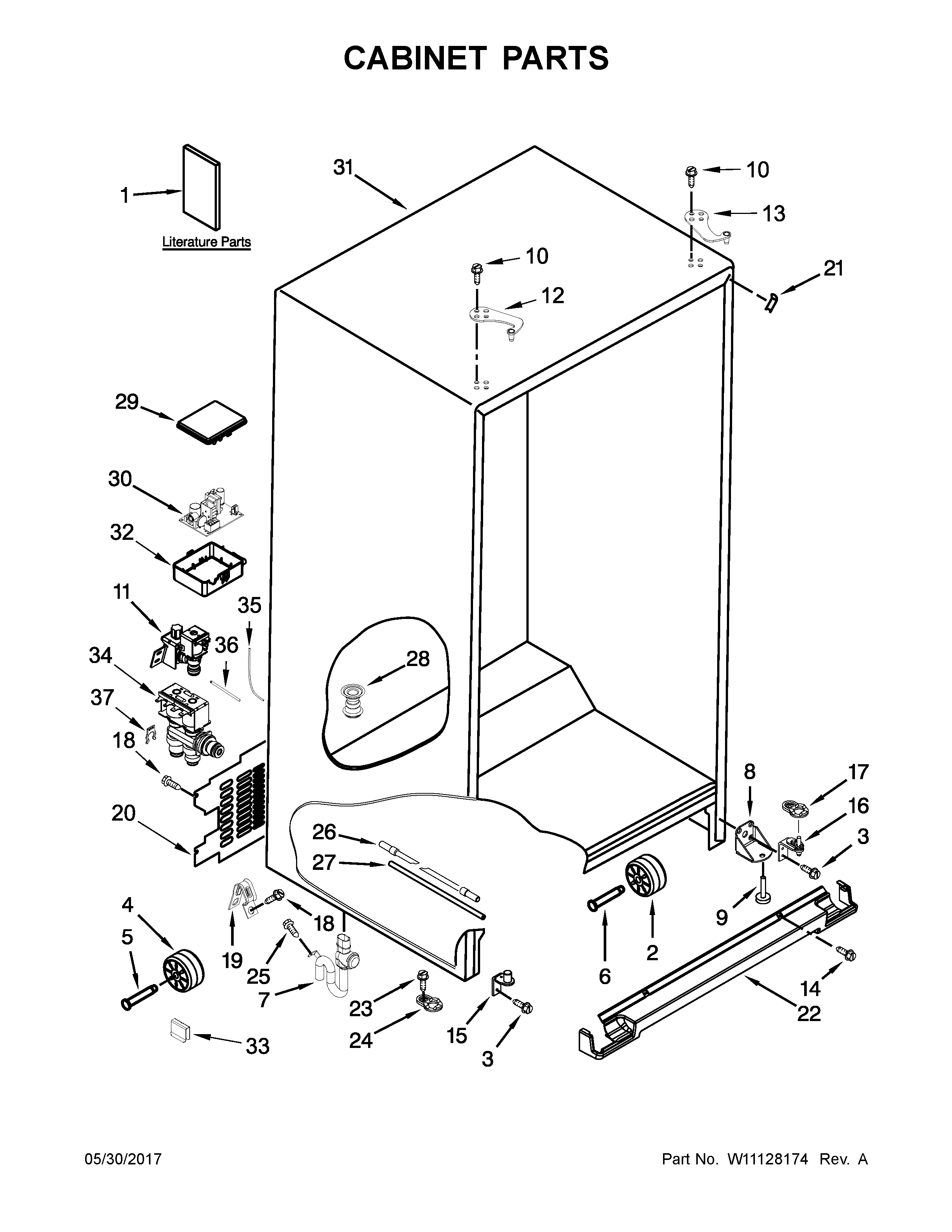 Whirlpool WRS571CIDB02 cabinet parts diagram