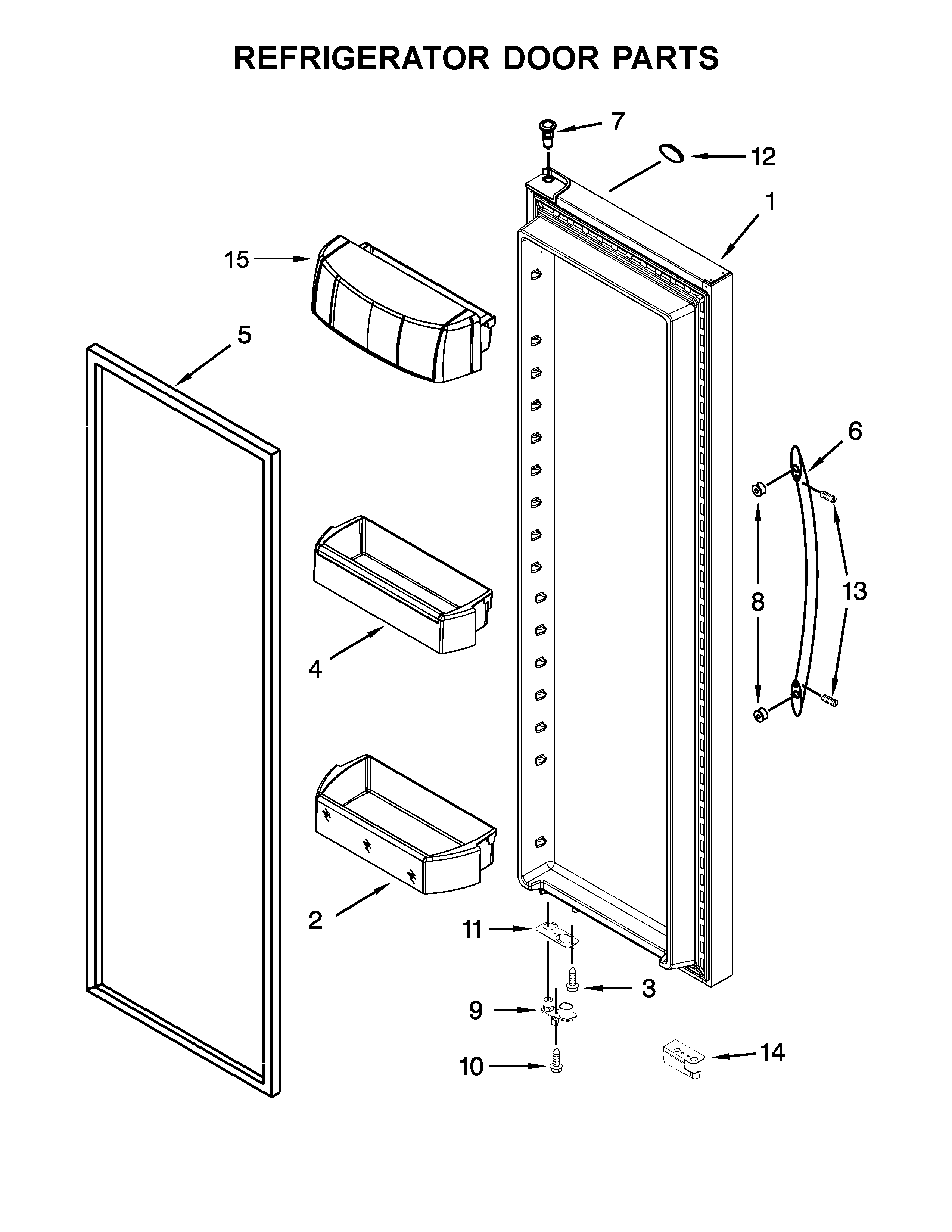 Whirlpool WRS571CIDB02 refrigerator door parts diagram