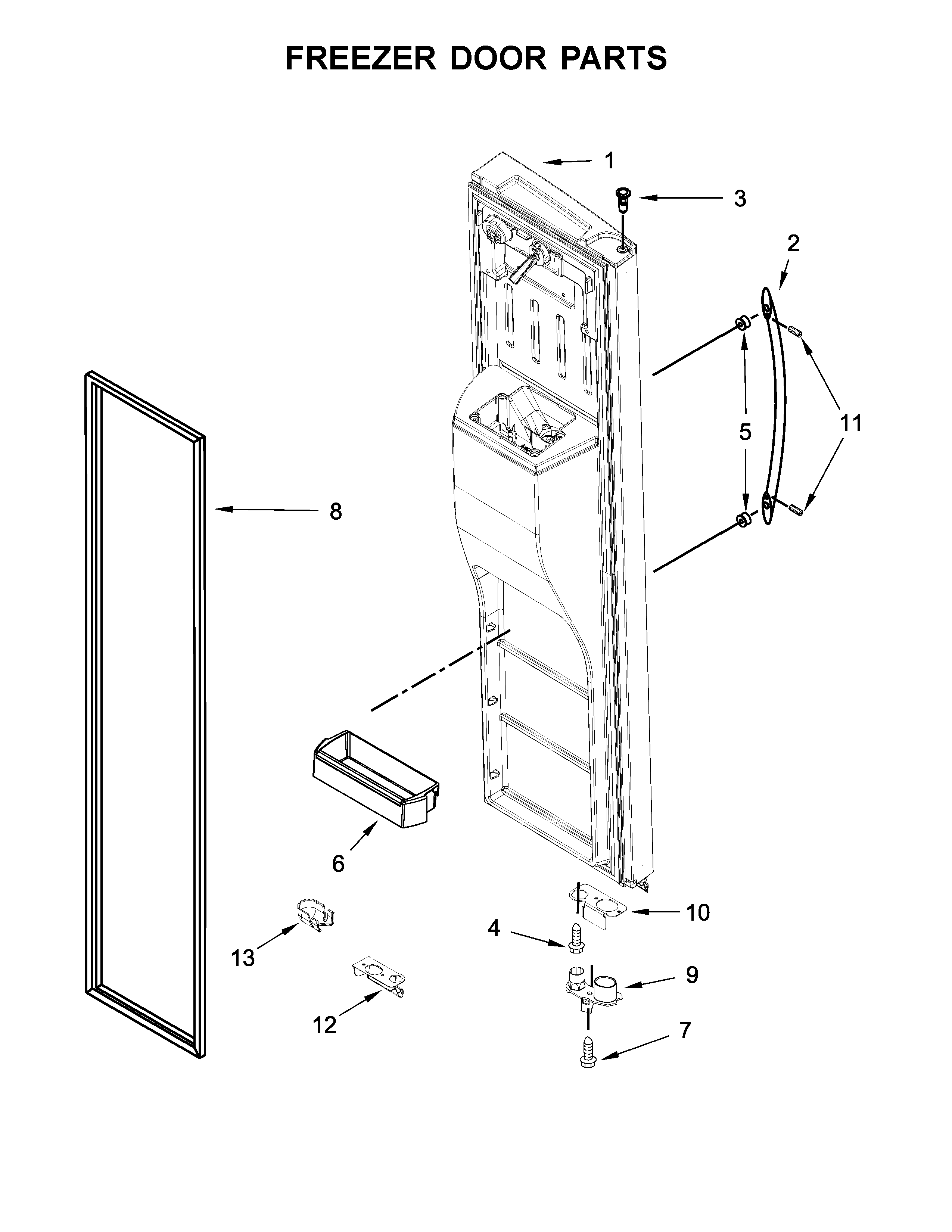 Whirlpool WRS571CIDB02 freezer door parts diagram