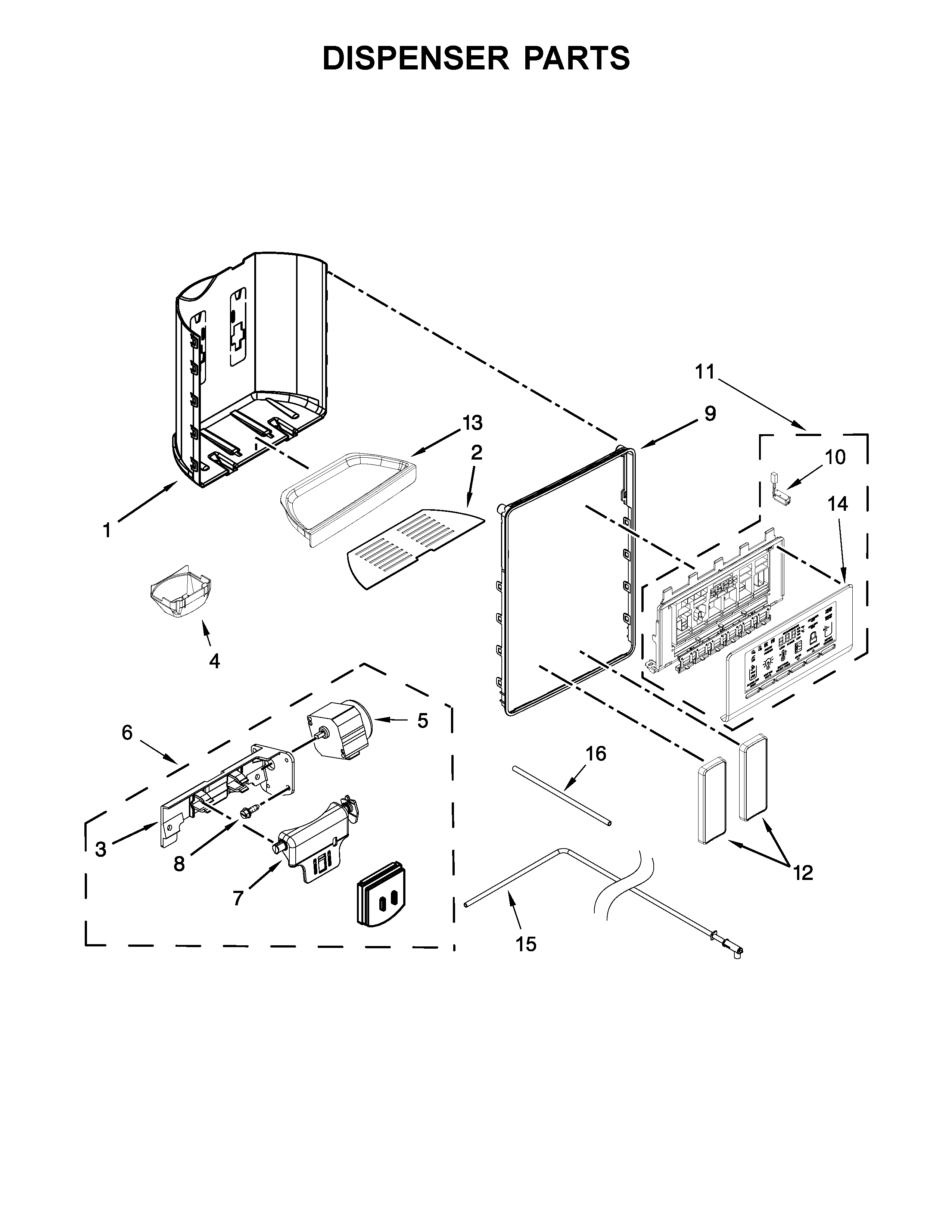 Whirlpool WRS571CIDB02 dispenser parts diagram