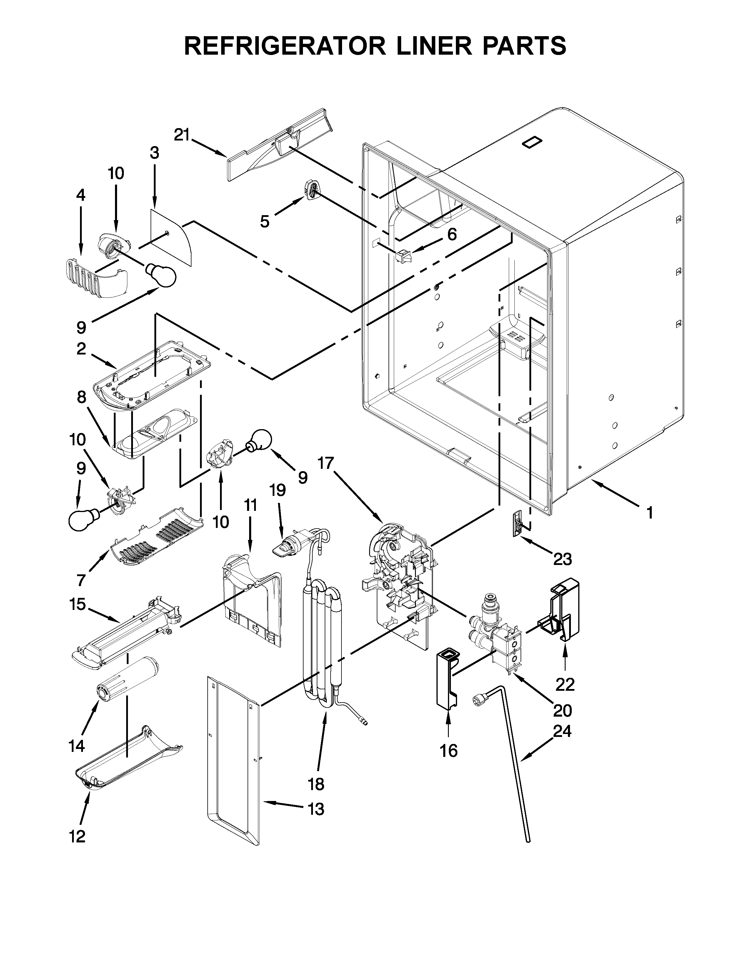 Maytag MFI2269DRM01 refrigerator liner parts diagram
