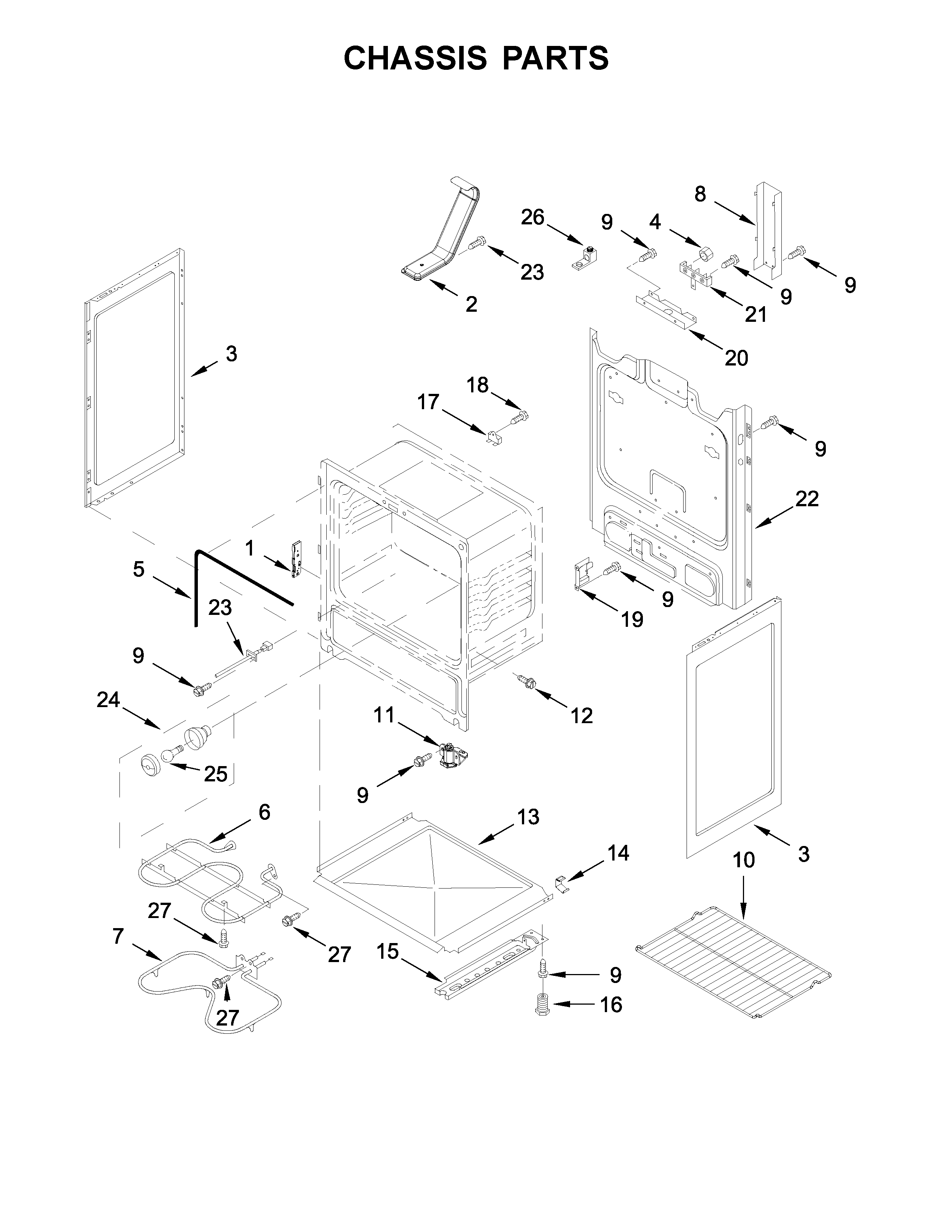 Amana AER6303MFW1 chassis parts diagram