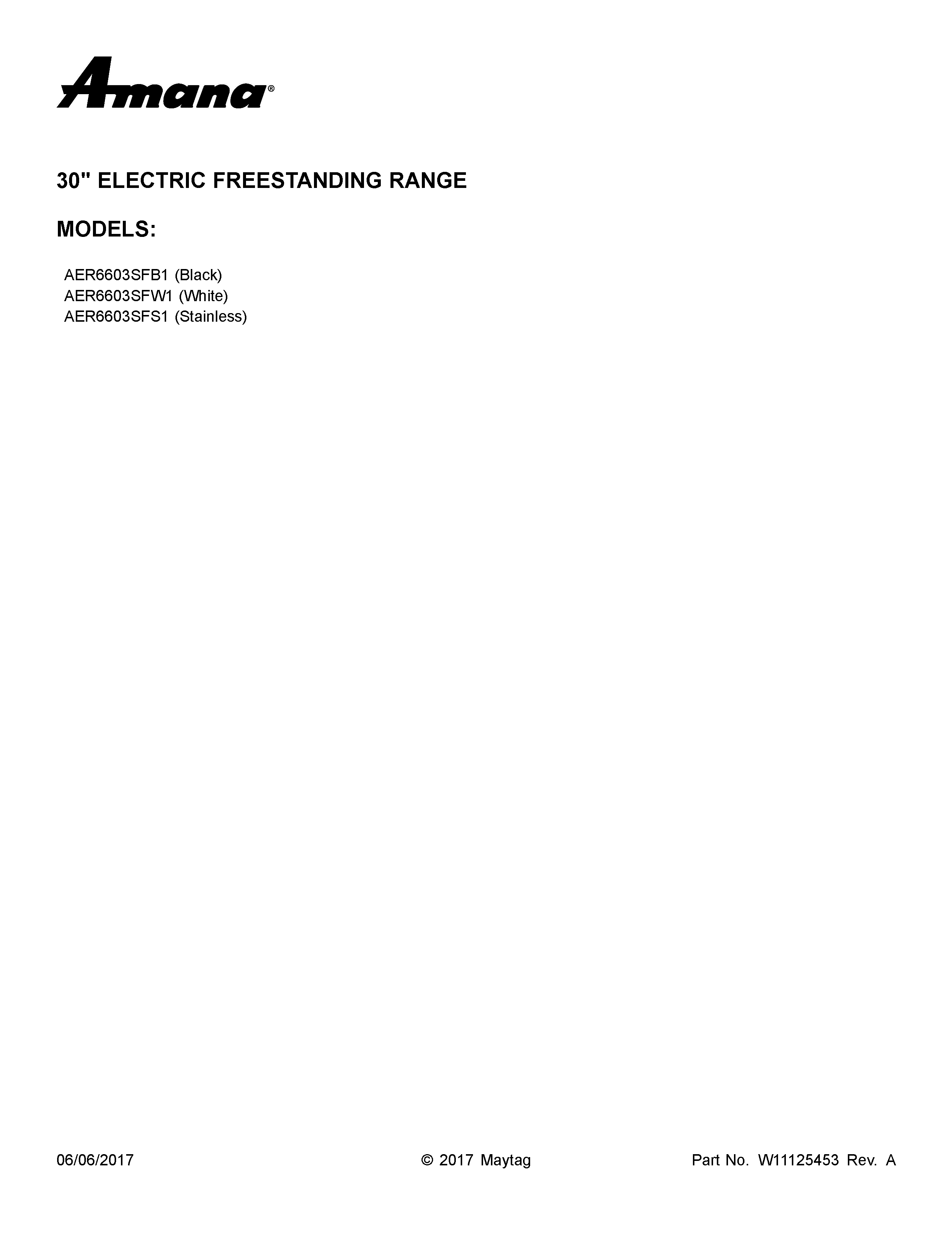 Amana AER6603SFS1 cover sheet diagram