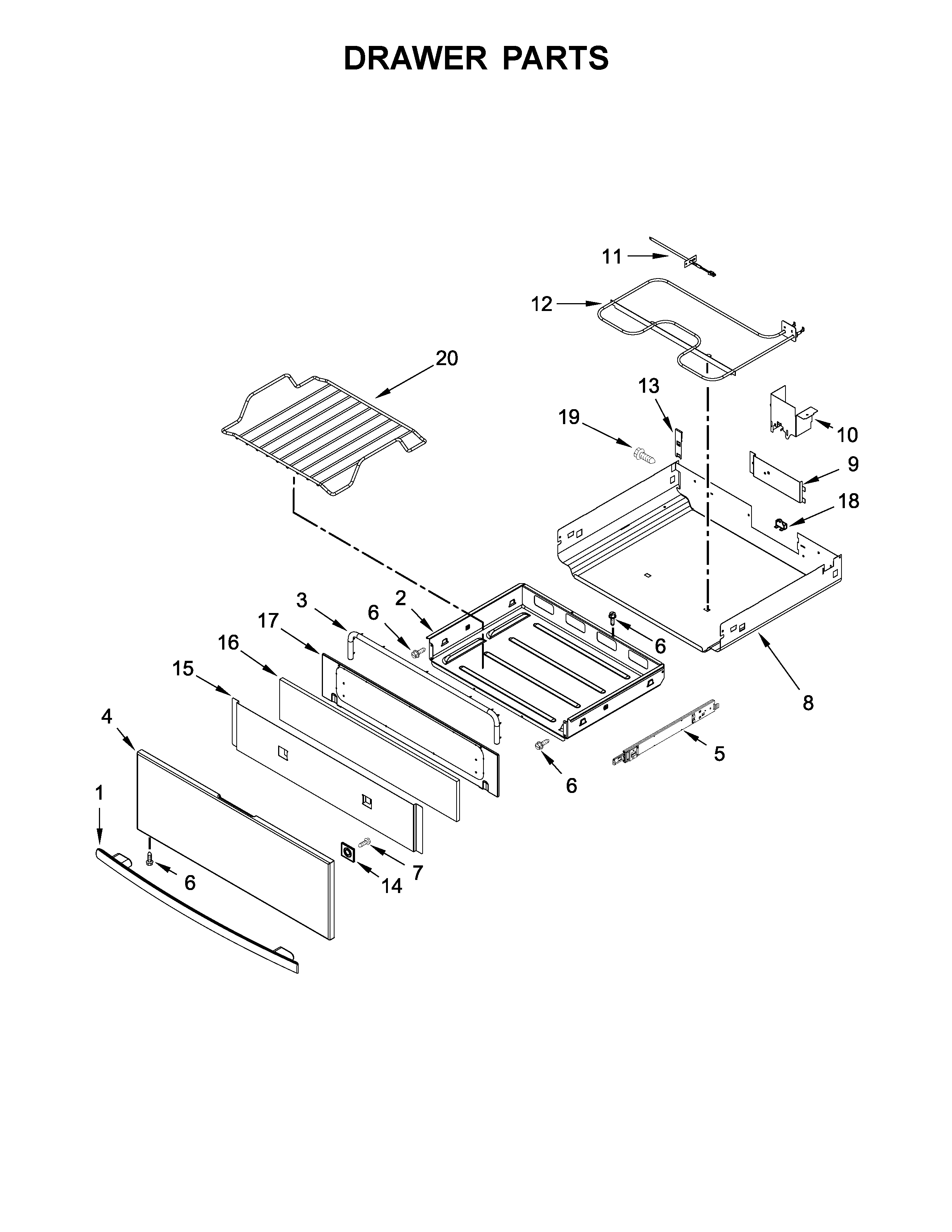 Jenn-Air JES1450FS0 drawer parts diagram