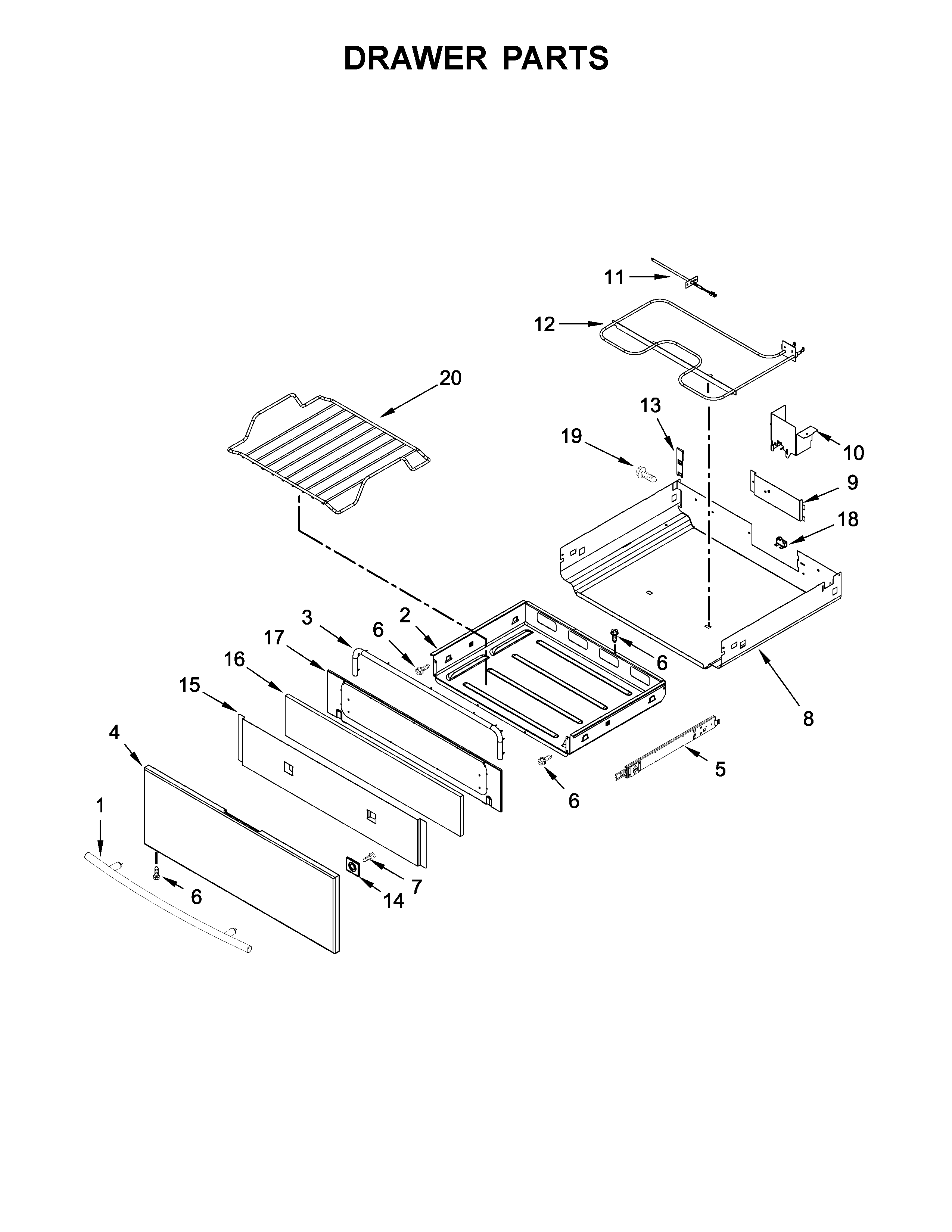 Jenn-Air JES1450CFS0 drawer parts diagram