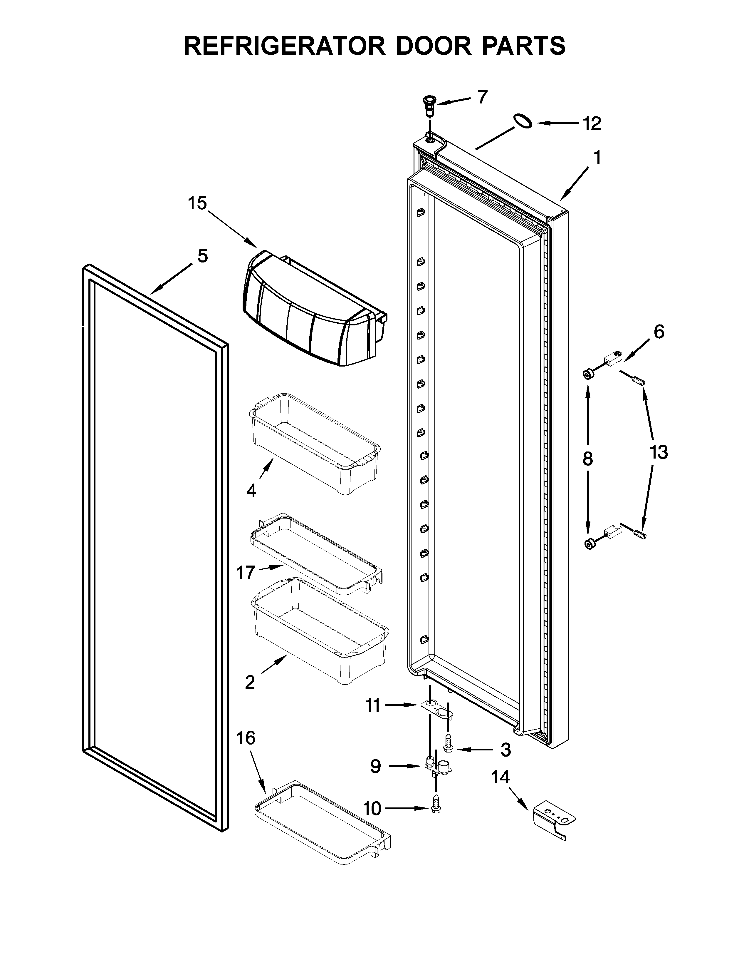 KitchenAid KRSF505ESS00 refrigerator door parts diagram
