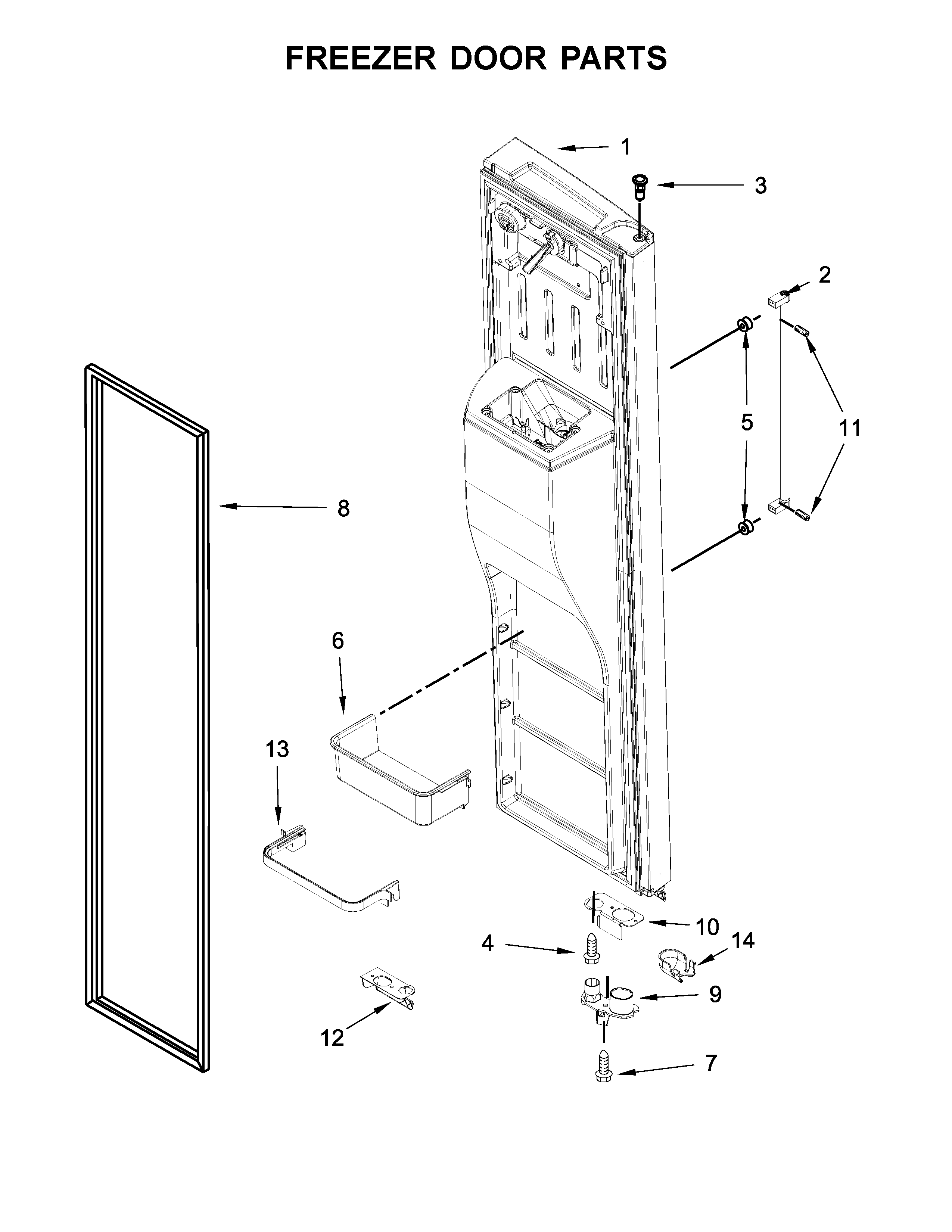KitchenAid KRSF505ESS00 freezer door parts diagram