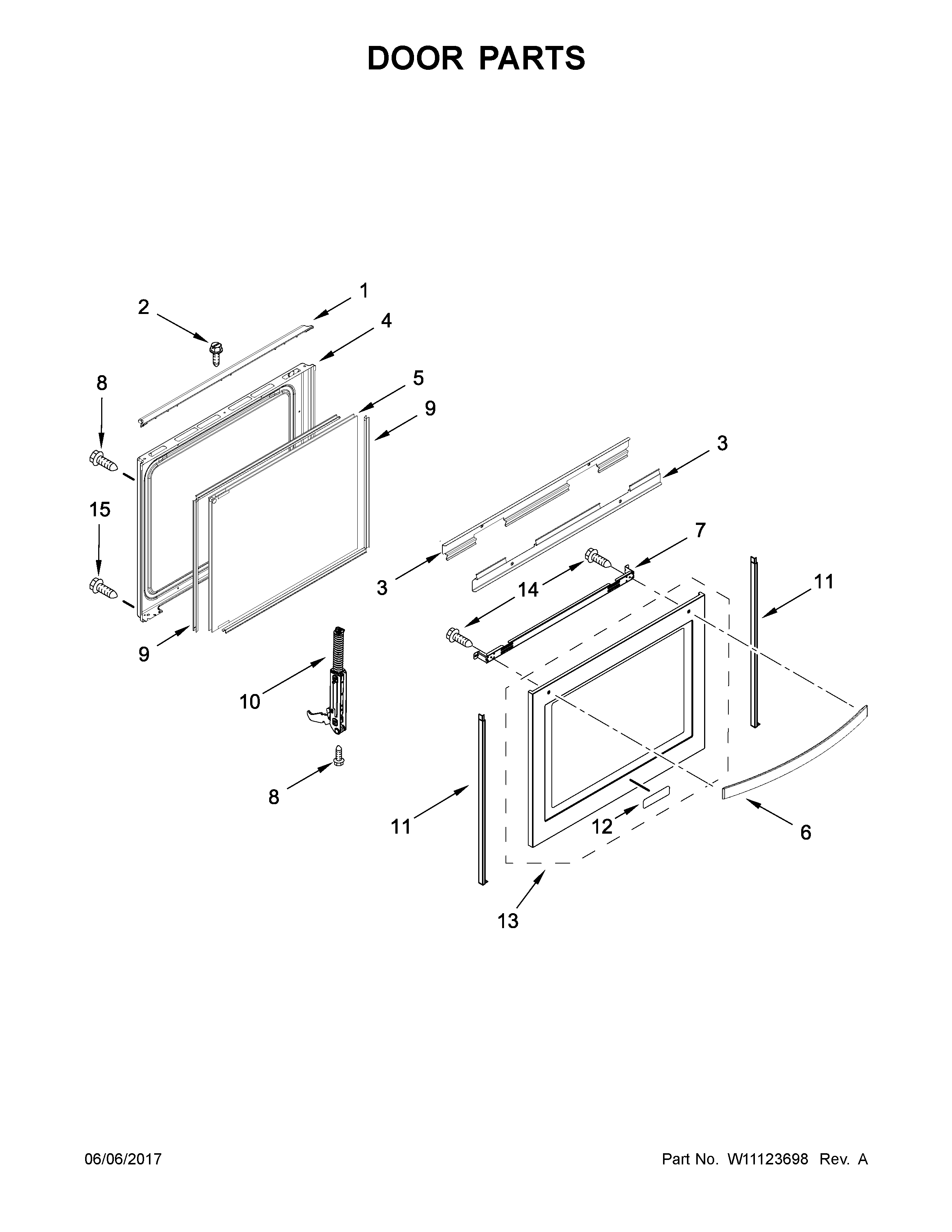 Whirlpool WEG750H0HV0 door parts diagram