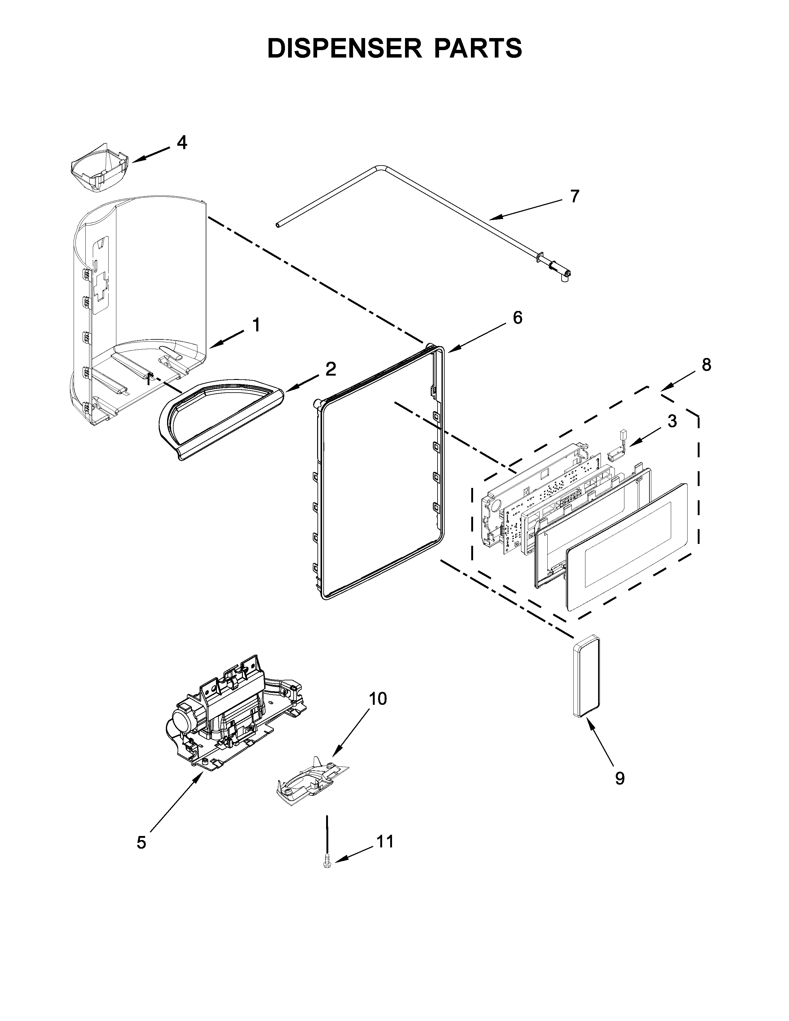Maytag MSS26C6MEZ00 dispenser parts diagram