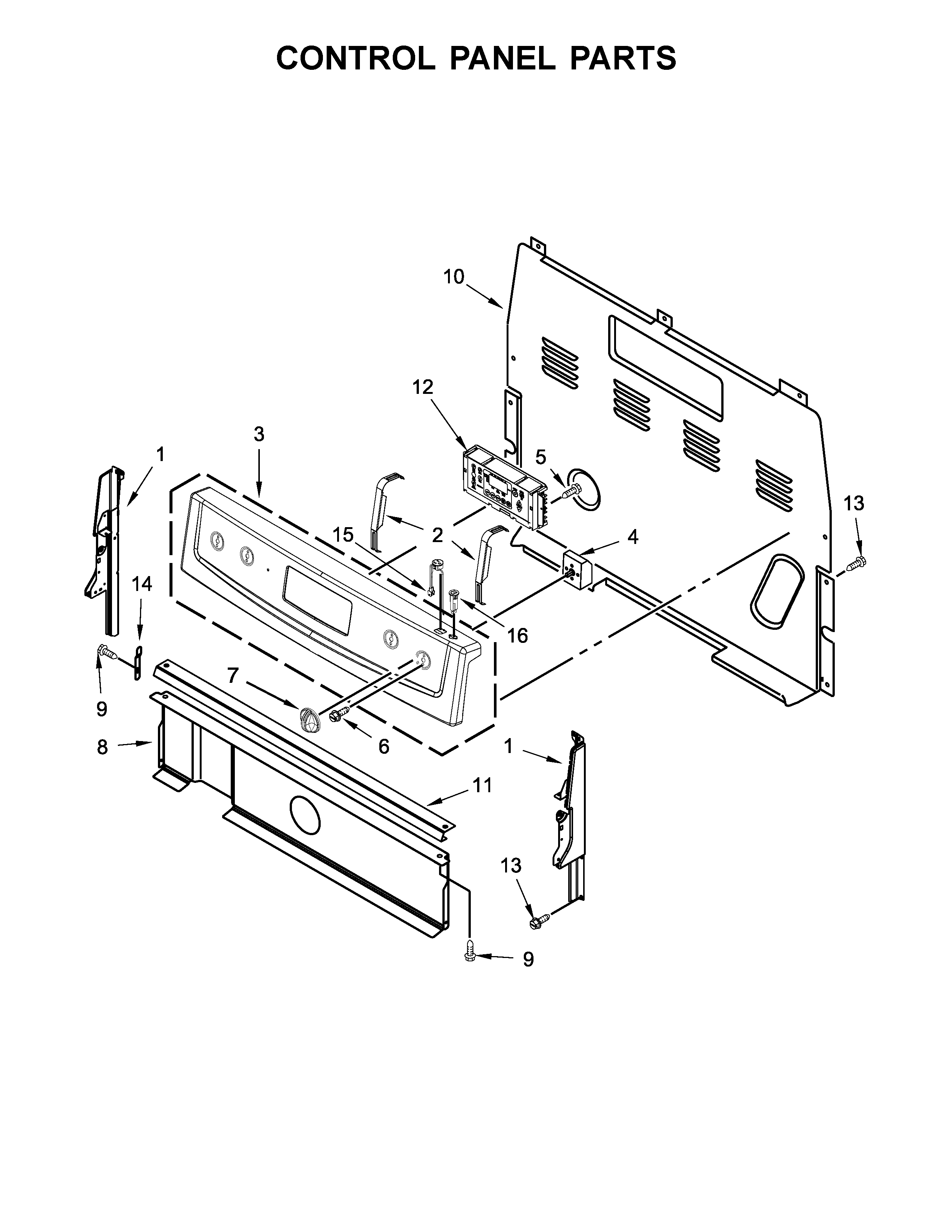 Amana YACR4503SFW1 control panel parts diagram