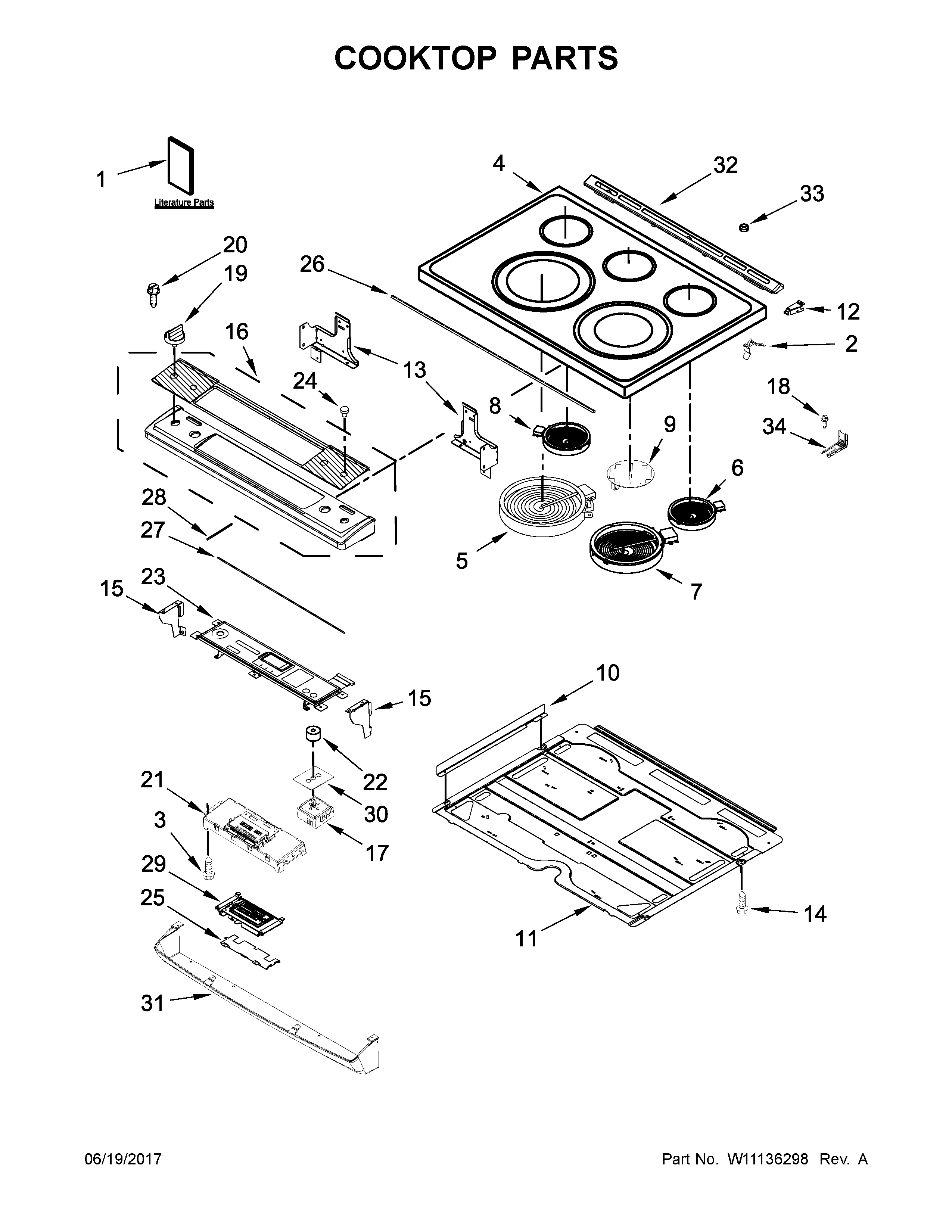 Maytag YMES8800FZ1 cooktop parts diagram