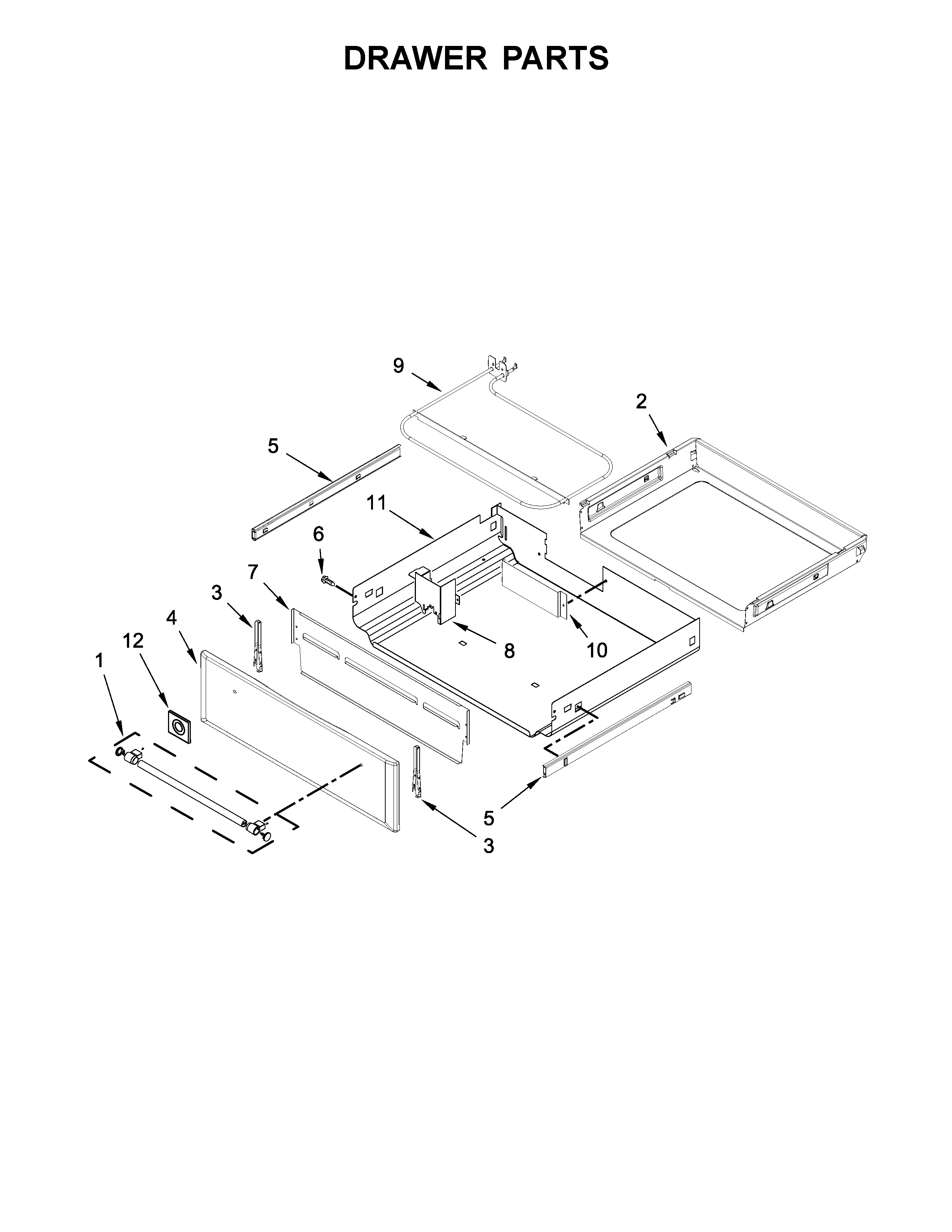 Maytag YMES8800FZ1 drawer parts diagram