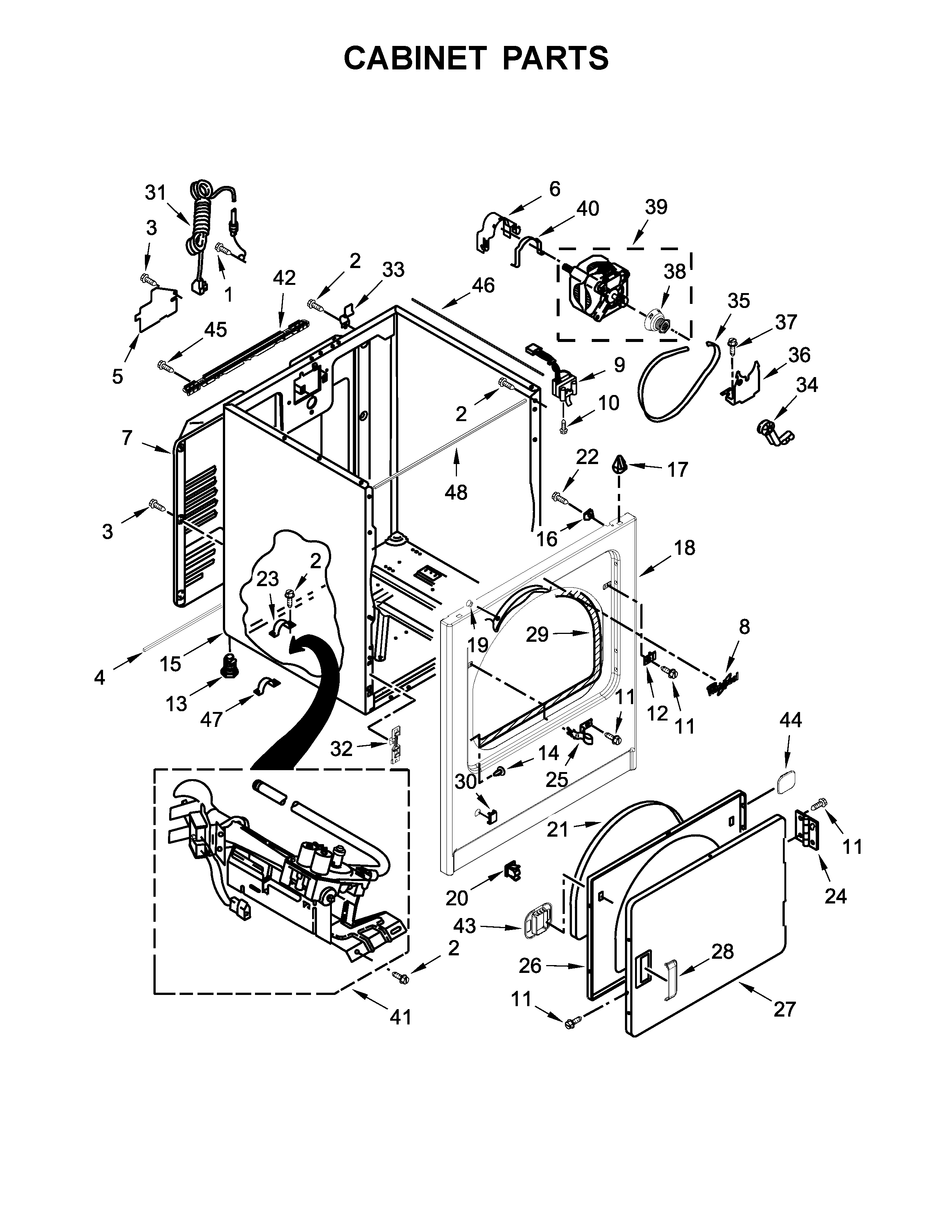Whirlpool WGD7000DW3 cabinet parts diagram