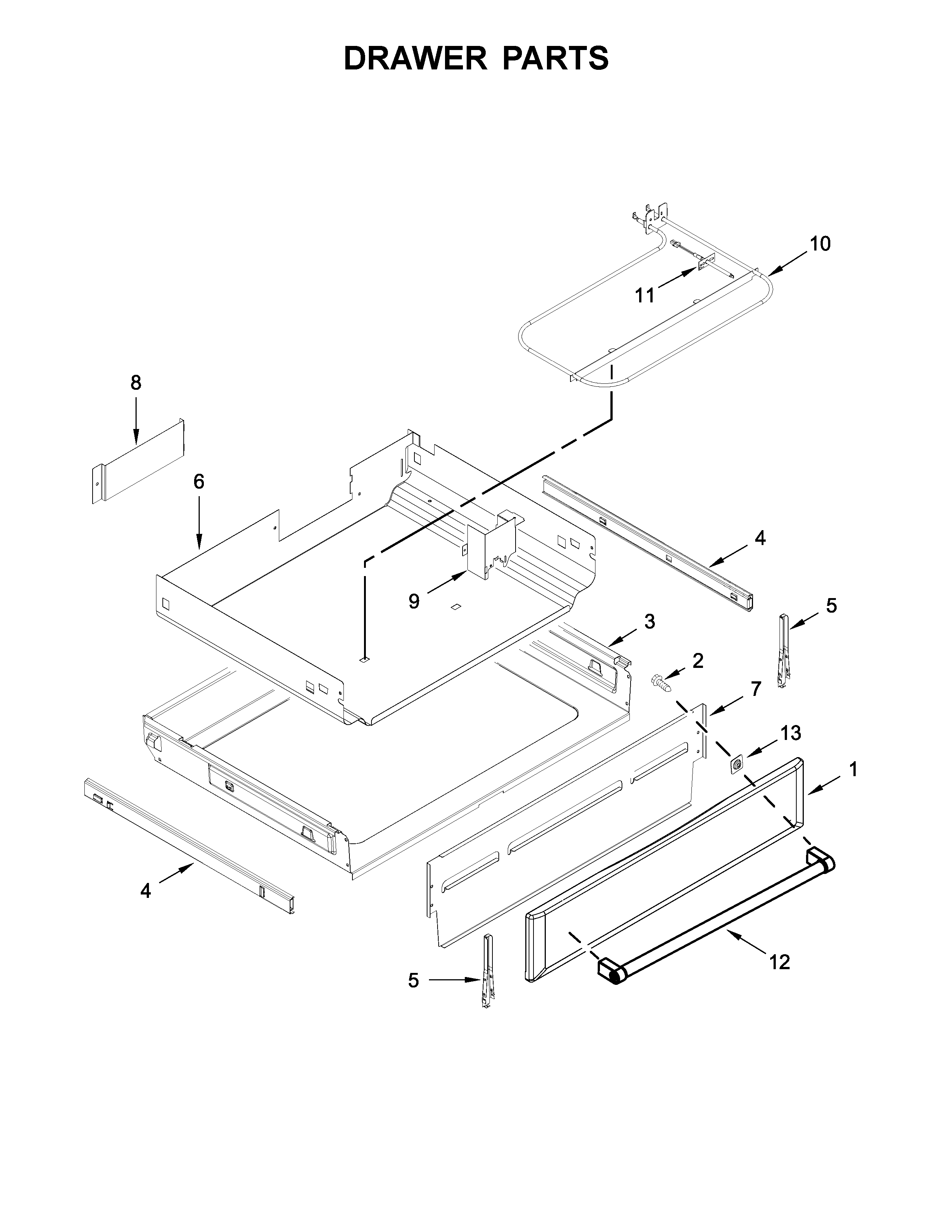 KitchenAid KFES530ESS2 drawer parts diagram