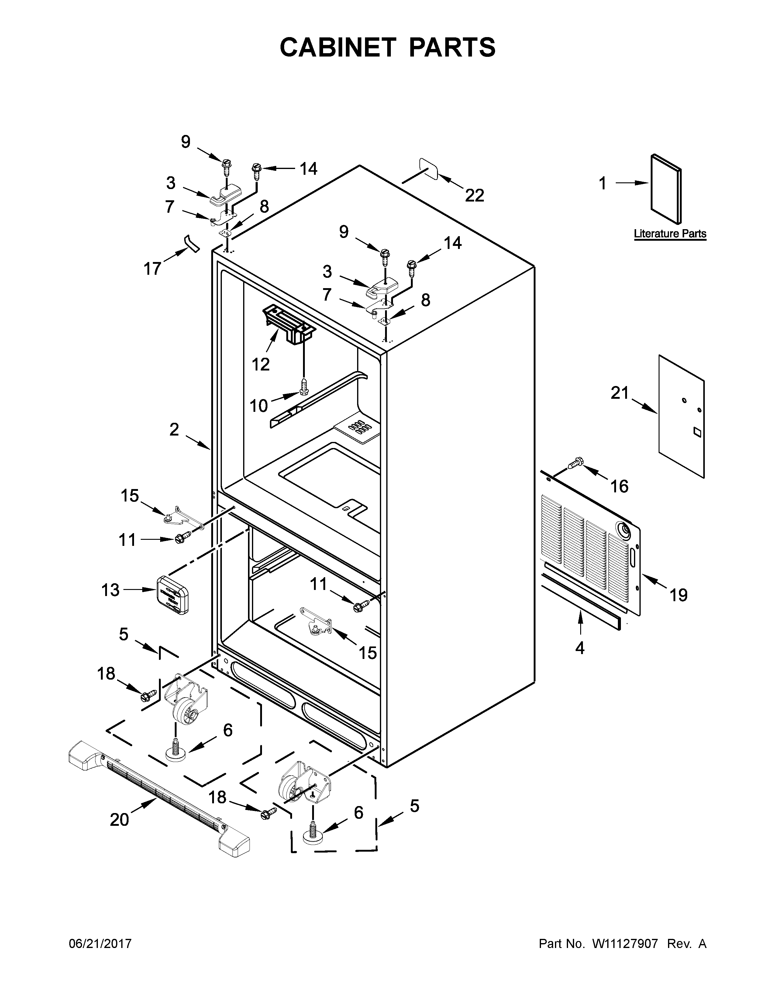 Whirlpool WRF532SNHV00 cabinet parts diagram