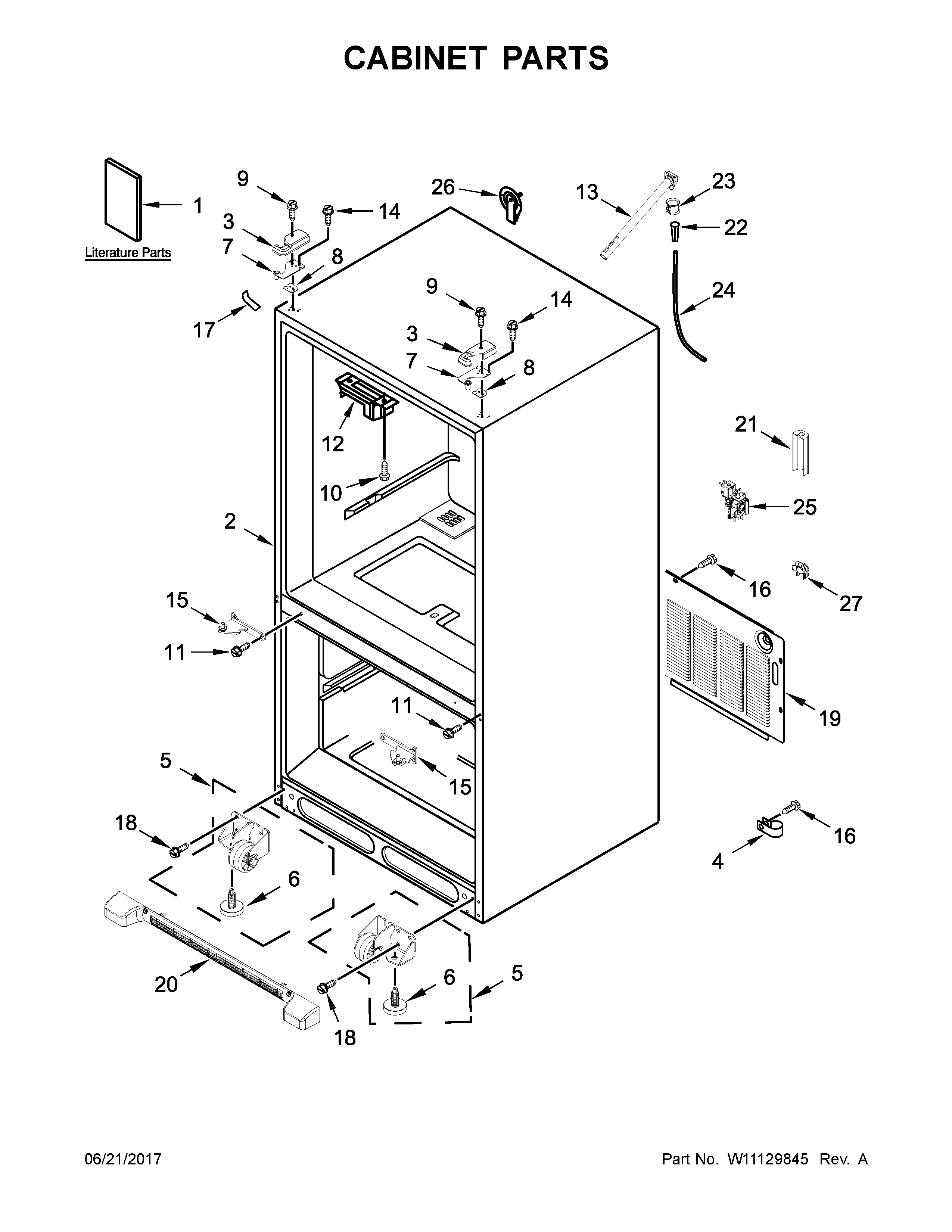 Whirlpool WRF532SMHB00 cabinet parts diagram