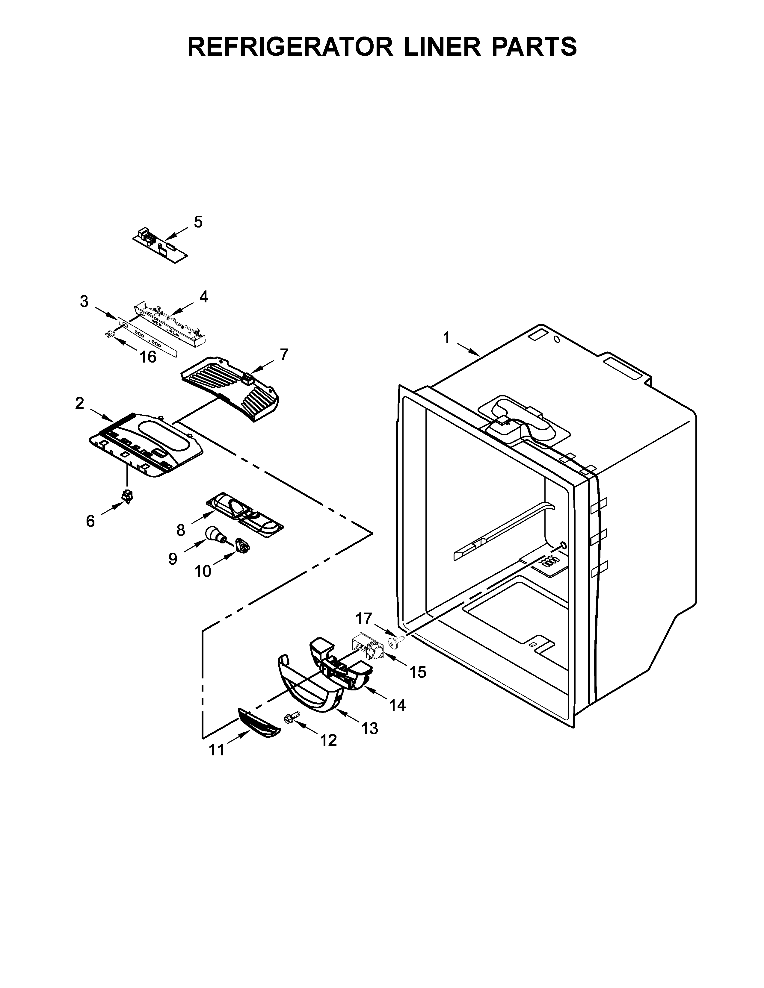 Whirlpool WRF532SMHB00 refrigerator liner parts diagram