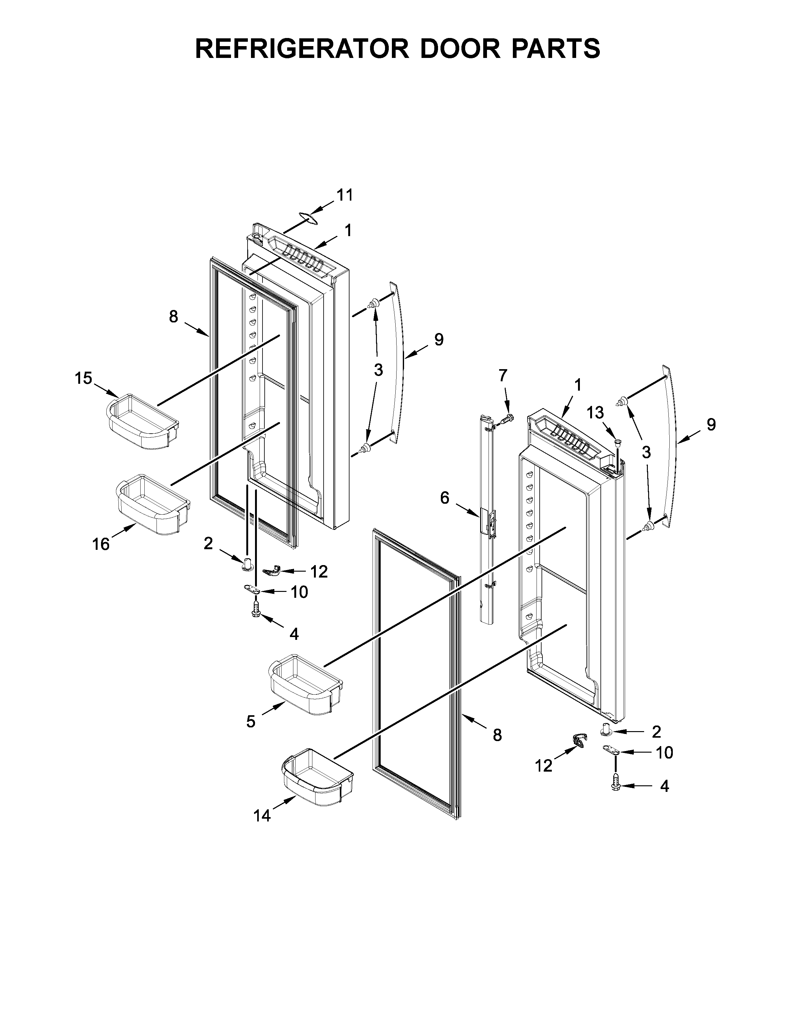 Whirlpool WRF532SMHB00 refrigerator door parts diagram