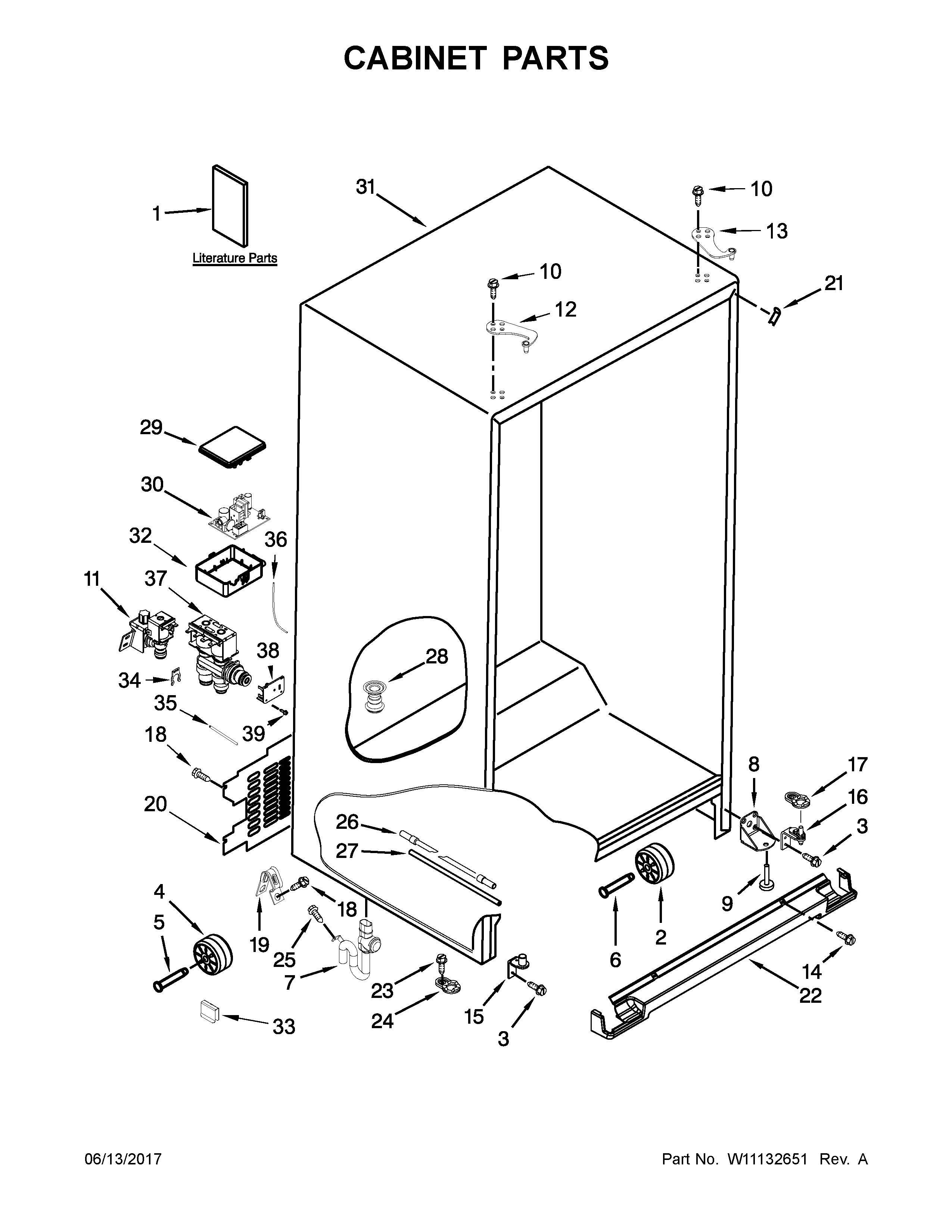 Whirlpool WRS586FLDW03 cabinet parts diagram