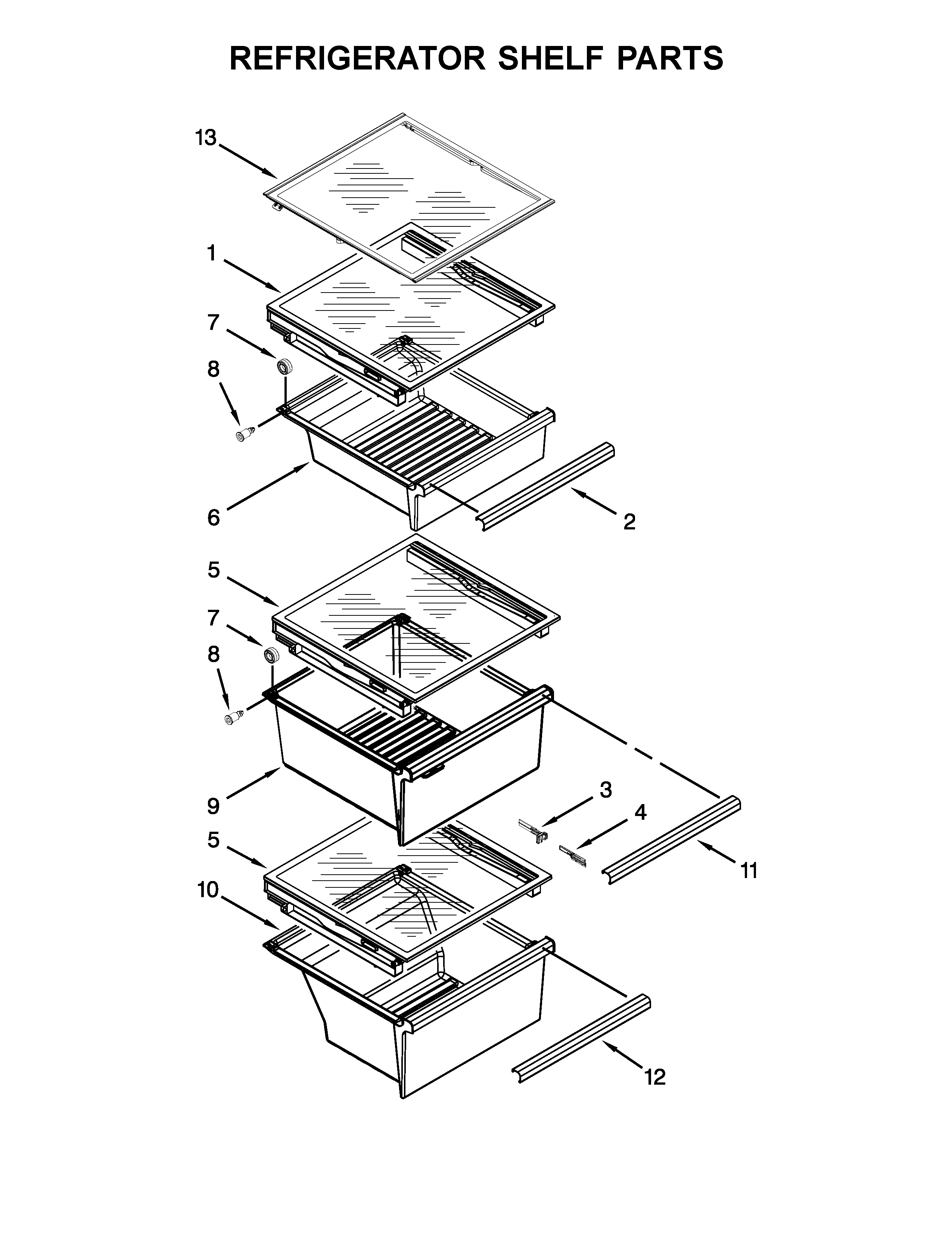 Whirlpool WRS586FLDW03 refrigerator shelf parts diagram