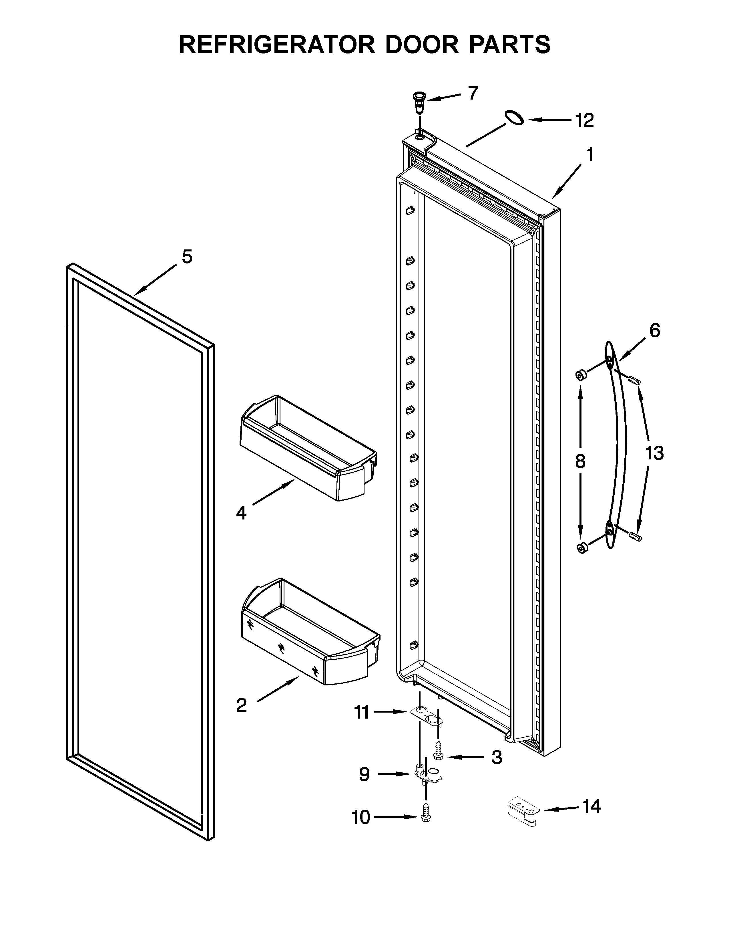Whirlpool WRS586FLDW03 refrigerator door parts diagram
