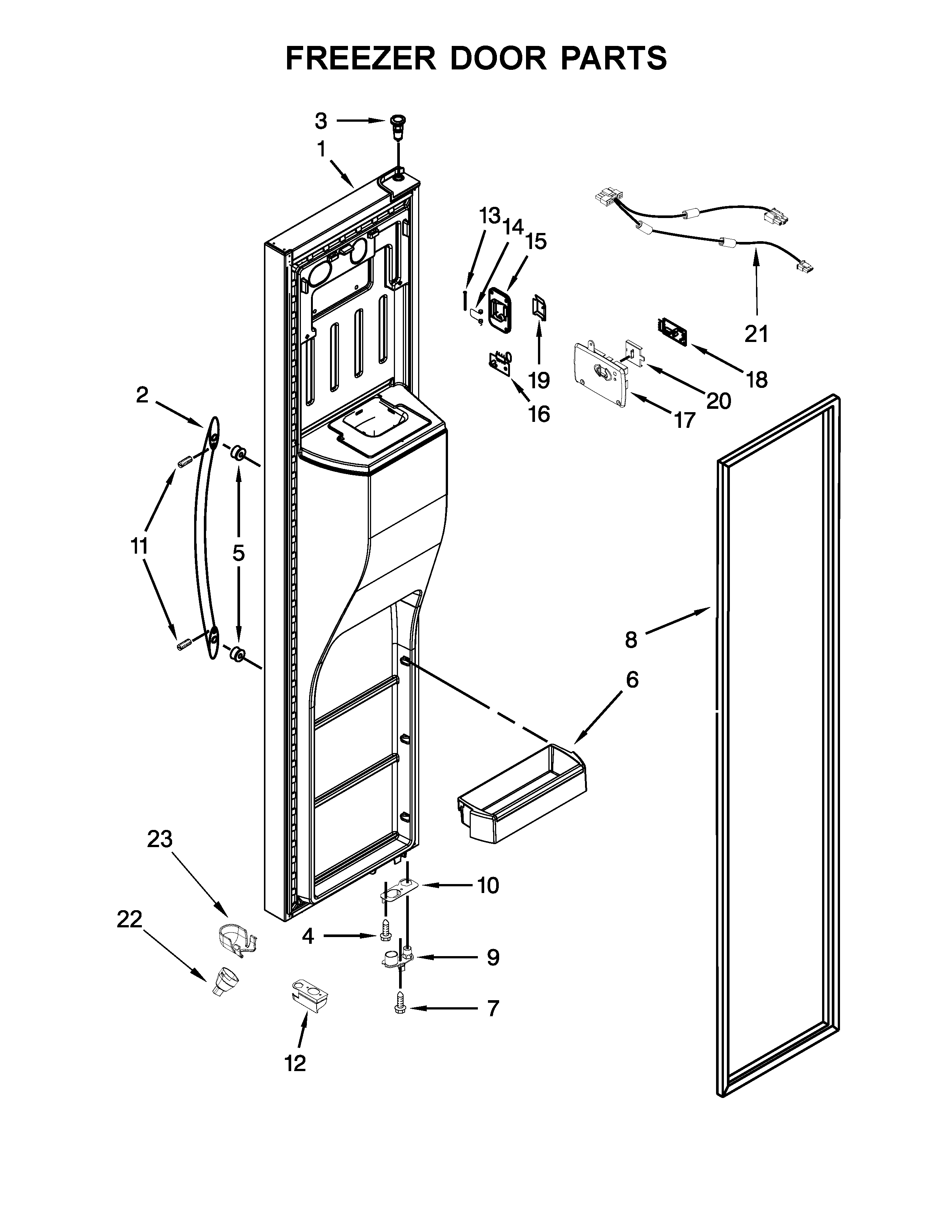 Whirlpool WRS586FLDW03 freezer door parts diagram