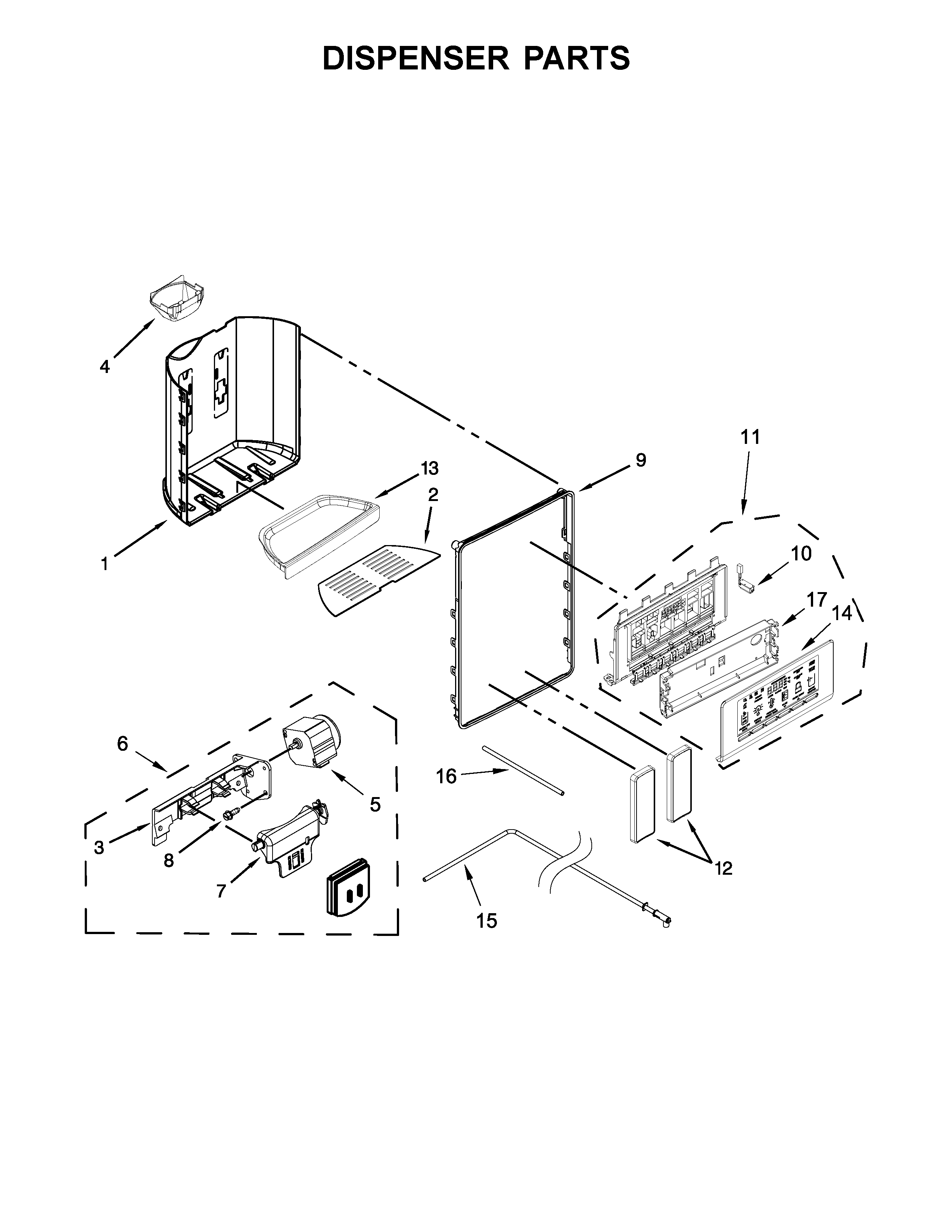 Whirlpool WRS586FLDW03 dispenser parts diagram