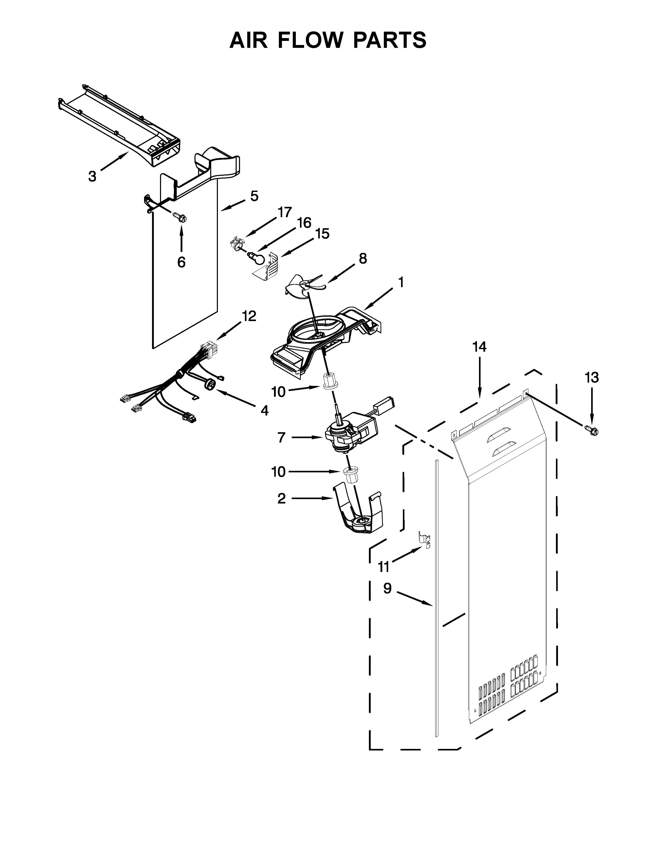 Whirlpool WRS586FLDW03 air flow parts diagram