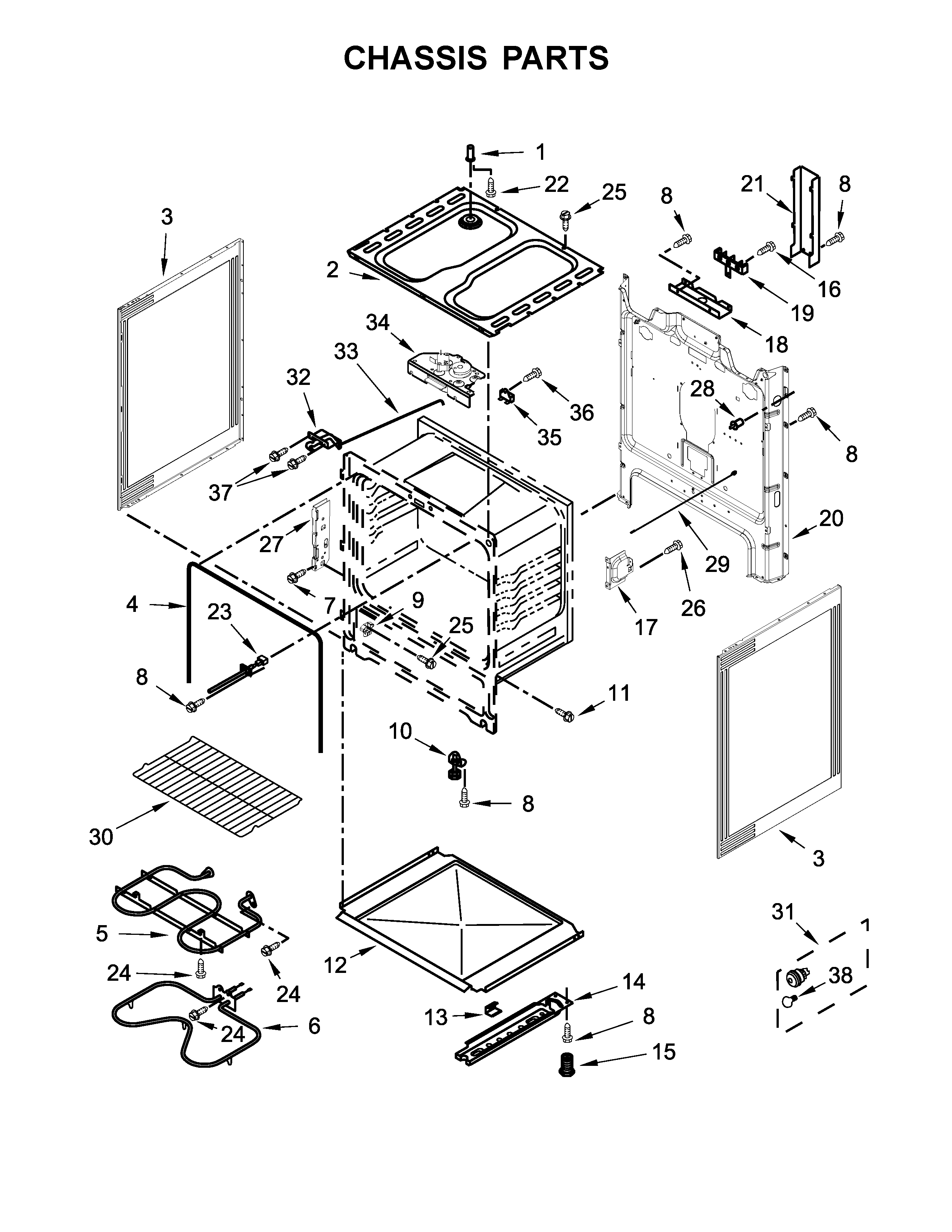 Whirlpool WFC310S0EB1 chassis parts diagram